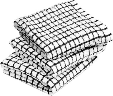 Black Cotton Kitchen Wonderdry Check Towels Absorbent and Soft - Towelogy