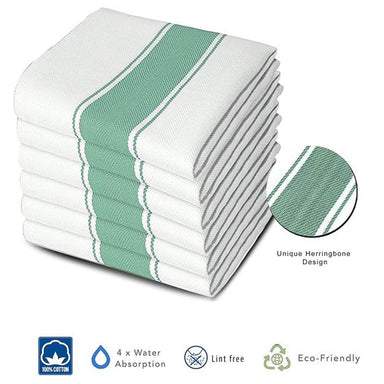 Professional Commercial Herringbone Green Chef Towels 75x50cm - Towelogy