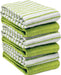 Green And White Striped Solid Tea Towels