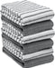 Grey and White Striped and Solid Tea Towels