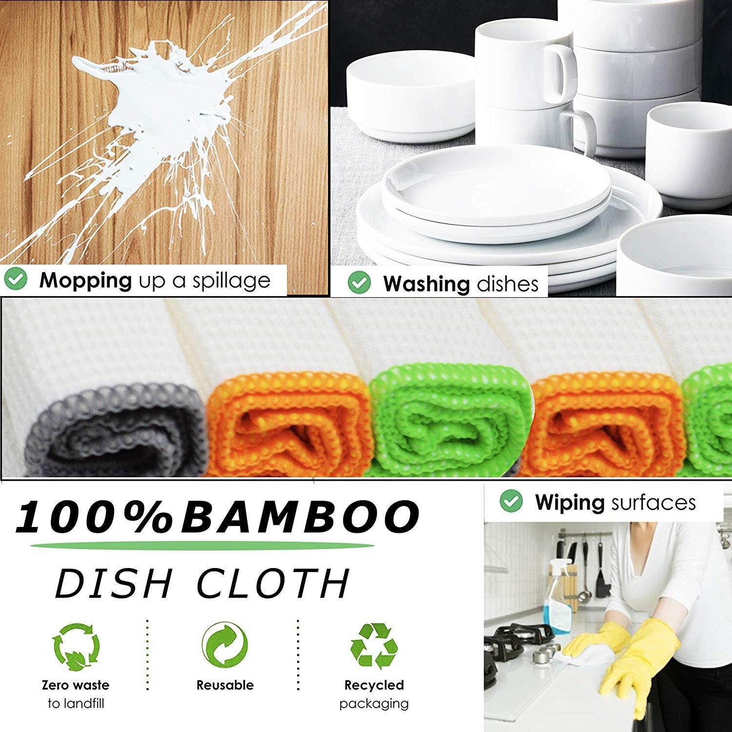 Towelogy Kitchen Dishcloths Milan Bamboo Kitchen Dishcloths – Eco-Friendly and Absorbent Kitchen Cloths