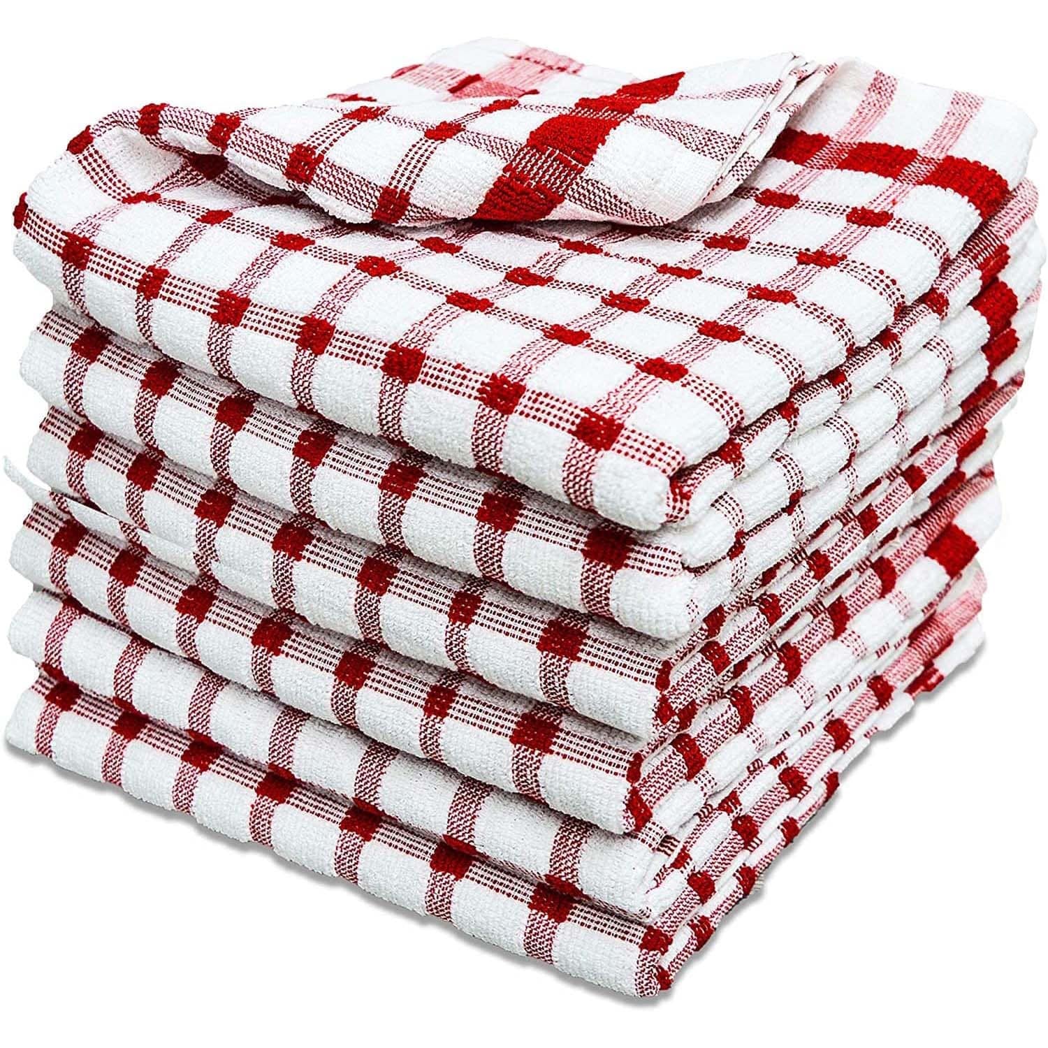 Towelogy Kitchen Towel Red / Box of 90 Sierra Cotton Terry Kitchen Towels – Highly Absorbent Dish Cloths