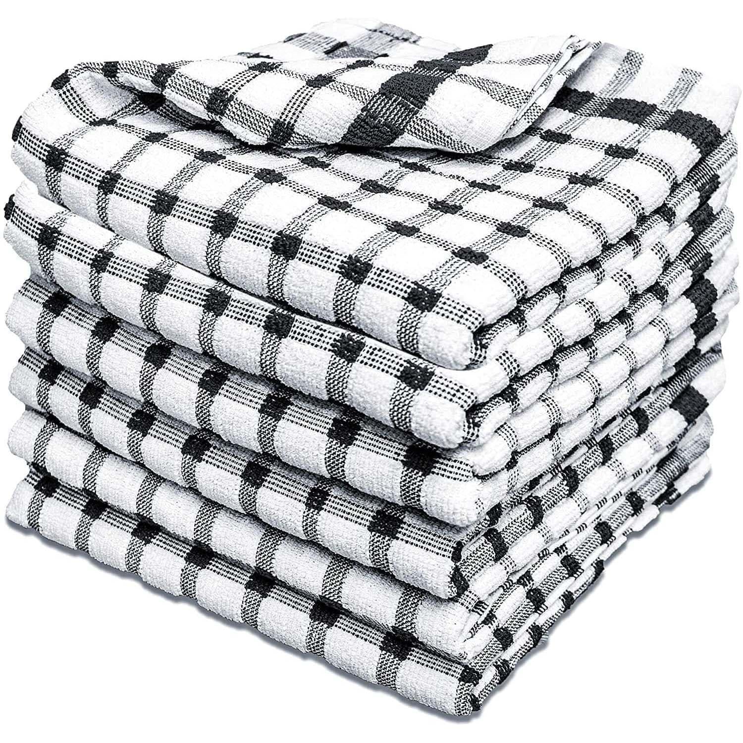 Towelogy Kitchen Towel Black / Pack of 3 Sierra Cotton Terry Kitchen Towels – Highly Absorbent Dish Cloths