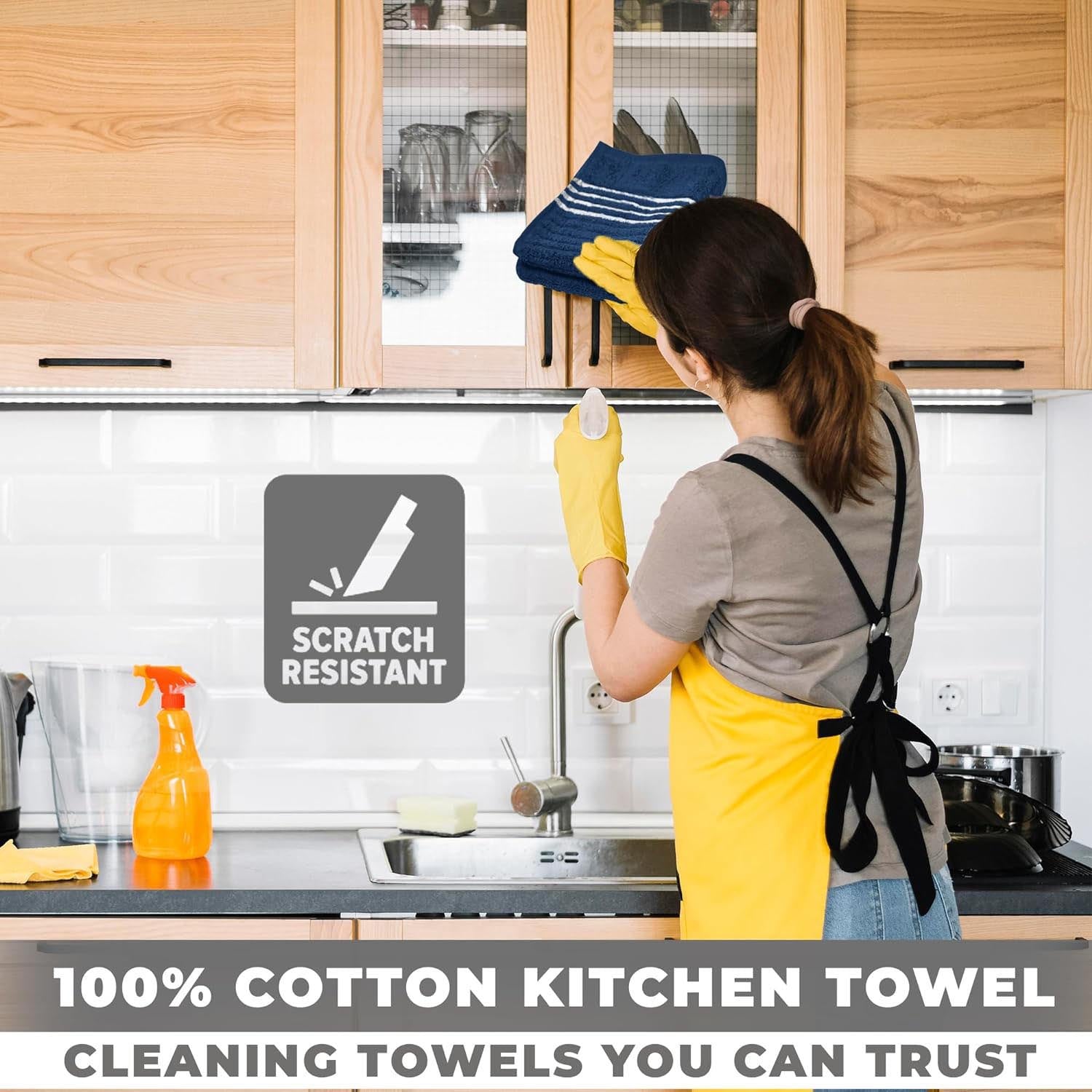 Towelogy Kitchen Towels Addison Ribbed Premium Cotton Kitchen Towels