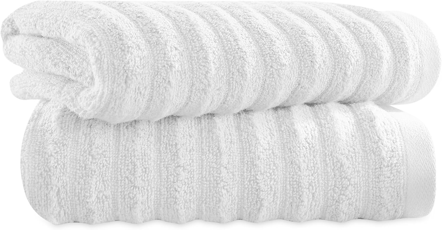 Towelogy Bath Towels & Washcloths Kingston Bamboo Cotton Ribbed Bath Towels - Hotel Quality Towels