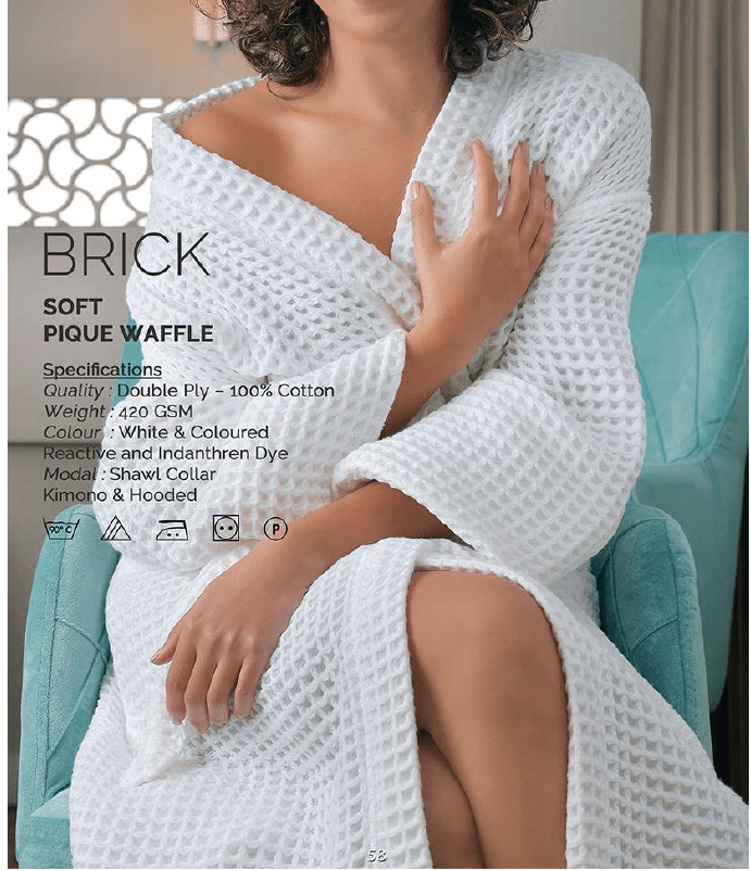 Towelogy Bath Towels & Washcloths Brick Luxury Bathrobe – 100% Cotton Soft Pique Waffle Hotel Bathrobe