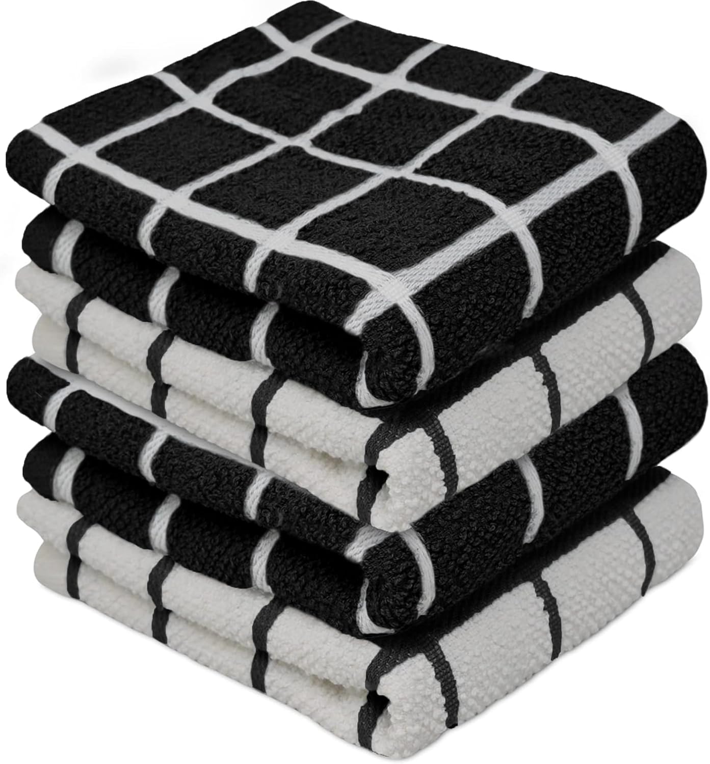 Towelogy Kitchen Towels Black White / Pack of 4 Cameron Check Premium Cotton Kitchen Towels