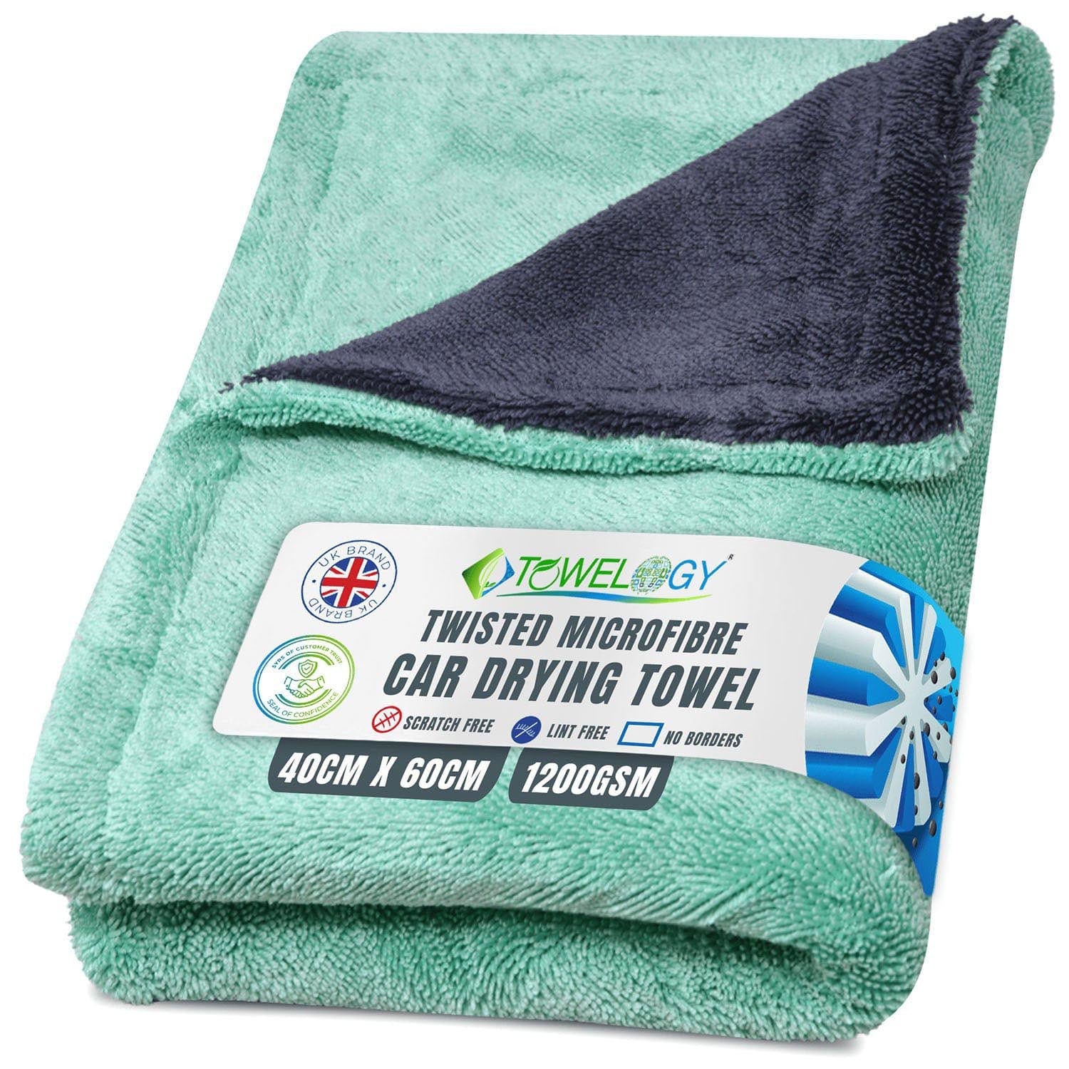 Towelogy Car Detailing Towels Grey Green / Pack of 1 Cooper XL Microfibre Car Twisted Fibre Auto Detailing Towels 1200gsm