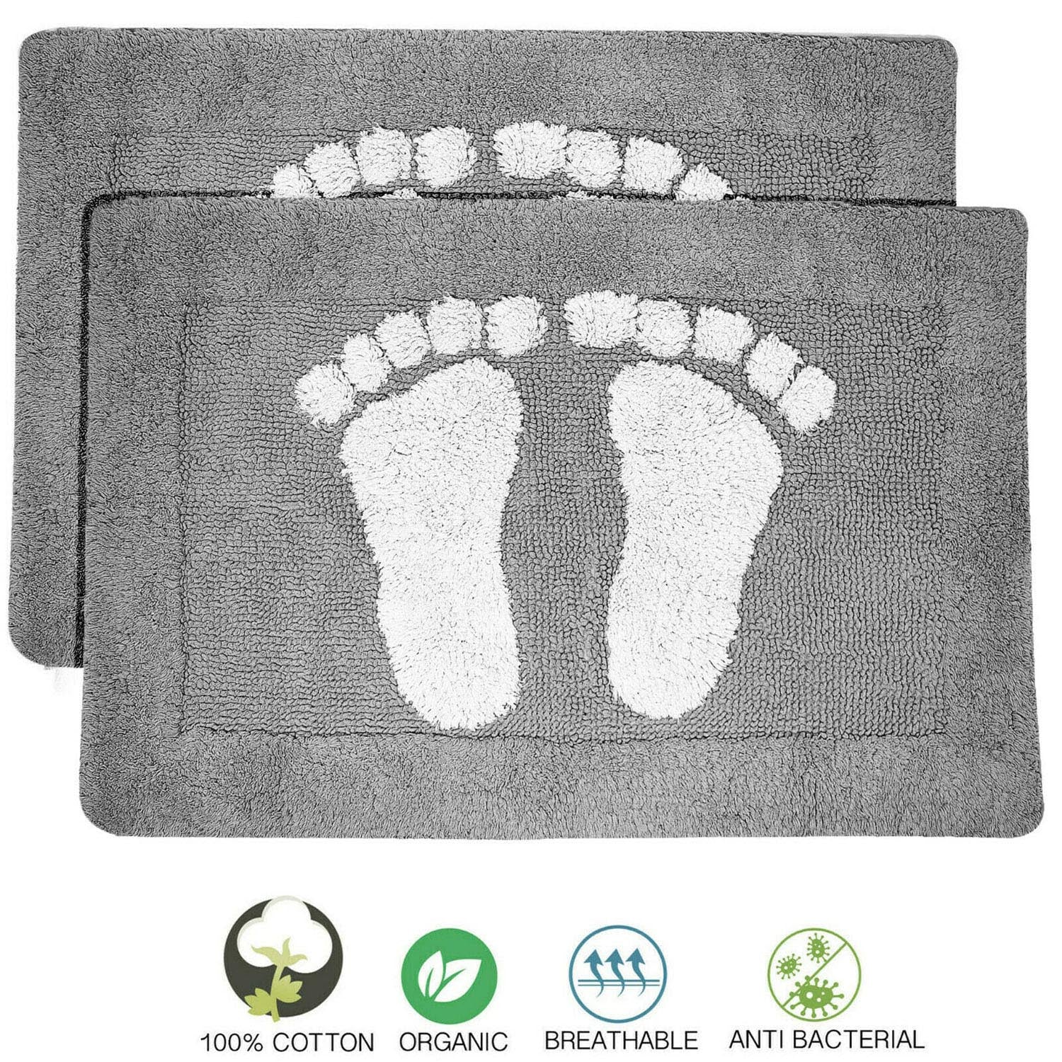 Towelogy Bath Mats Cotton Bath Mats 2000gsm Non Slip Bathroom Rug with Feet