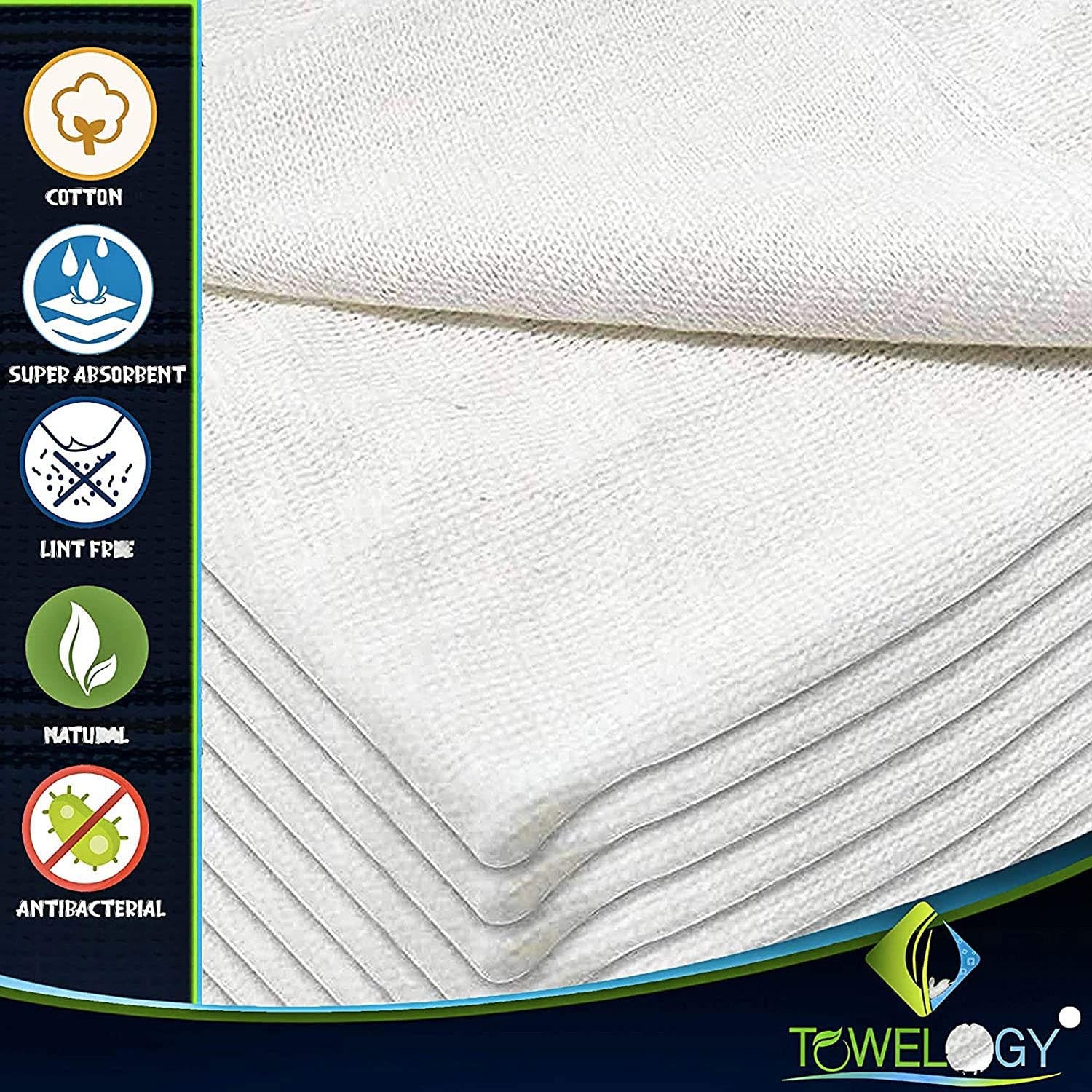 Towelogy Kitchen Dishcloths Morgan Commercial-Grade Cotton Dishcloths - High-Performance