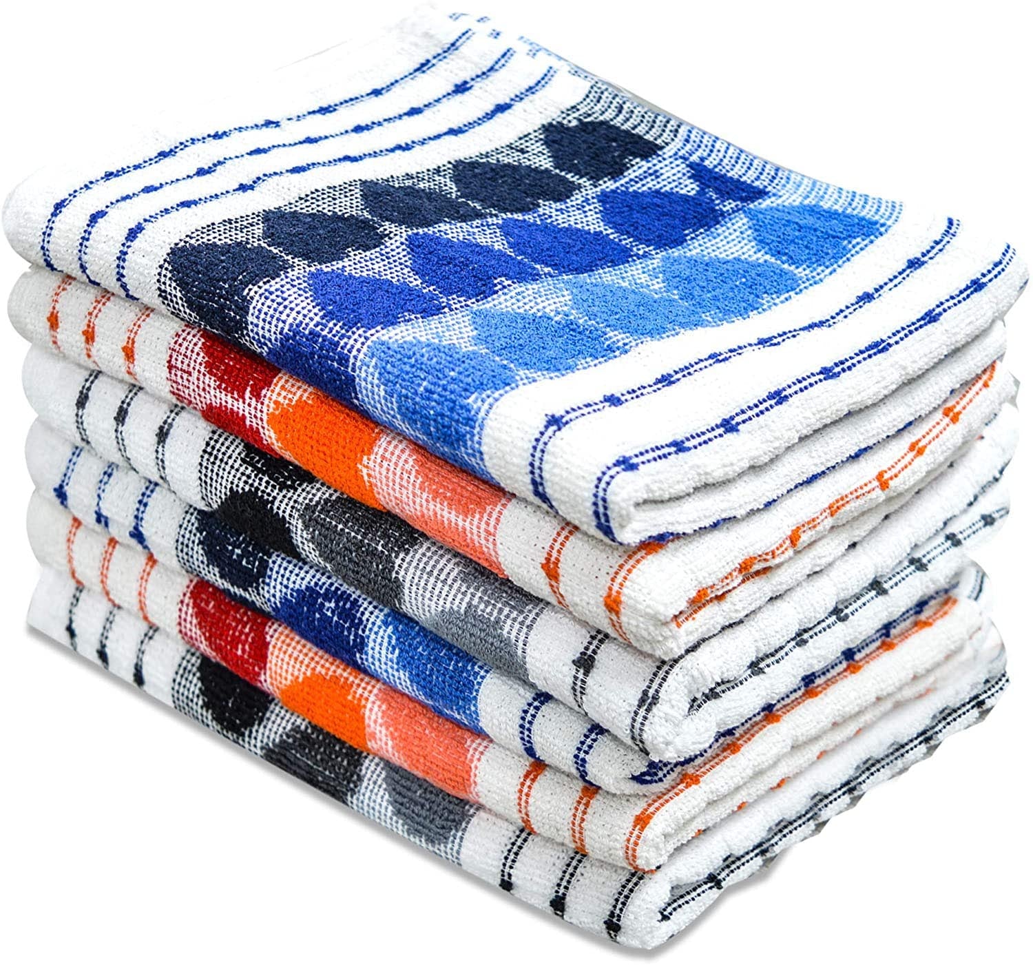 Towelogy Kitchen Towels Assorted Colours / Pack of 6 Aspen Cotton Kitchen Terry Tea Towels Set – Premium Absorbent Dish Towels