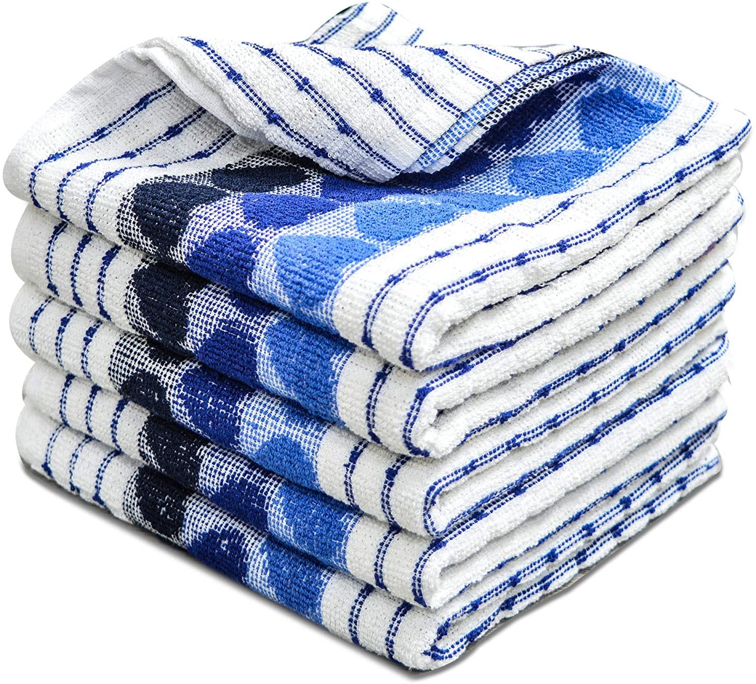 Towelogy Kitchen Towels Blue Heart / Pack of 3 Aspen Cotton Kitchen Terry Tea Towels Set – Premium Absorbent Dish Towels