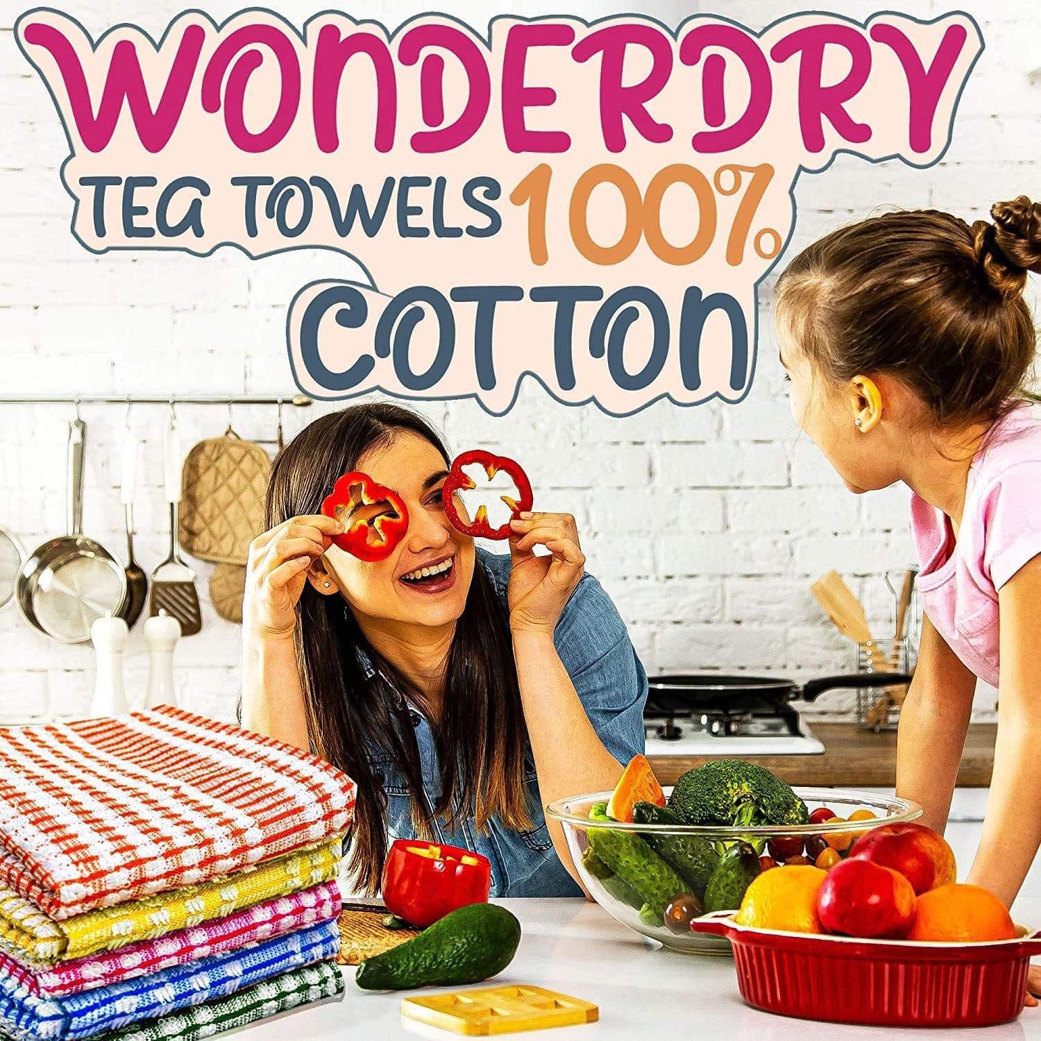 Towelogy Kitchen Towel Windsor Cotton Dobby Weave Kitchen Towels – Premium Absorbent Tea Towels