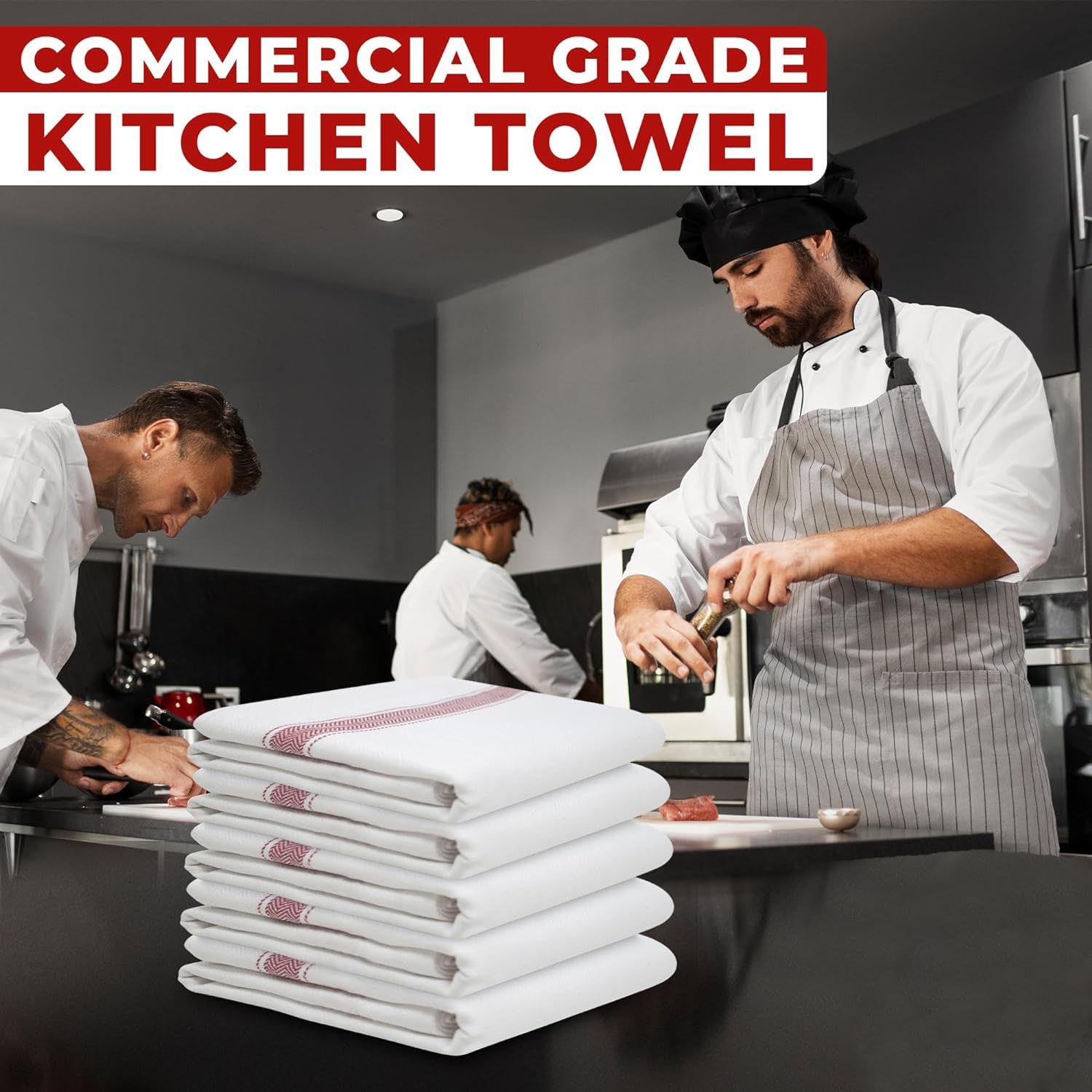 Towelogy Commercial Towels Jamie Commercial Grade Chef Catering Herringbone Kitchen Towels