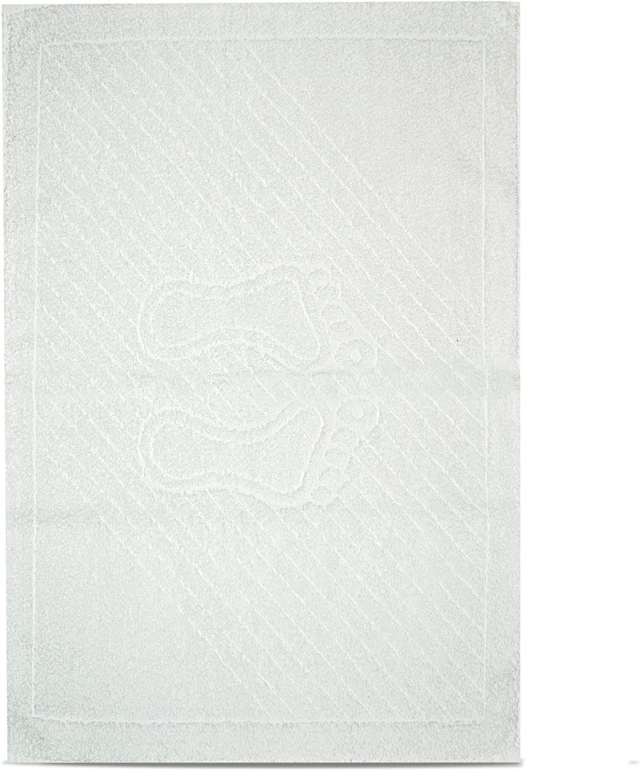 Towelogy Bath Mats Lisbon Footprint Style Heavy Duty White Cotton Bathroom Floor Mats