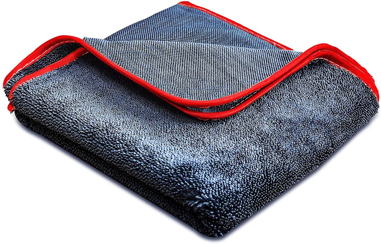 Towelogy Car Detailing Towels Grey / Red / Pack of 1 Microfibre Car Cloths 600GSM Twisted Fibre Auto Detailing Towels