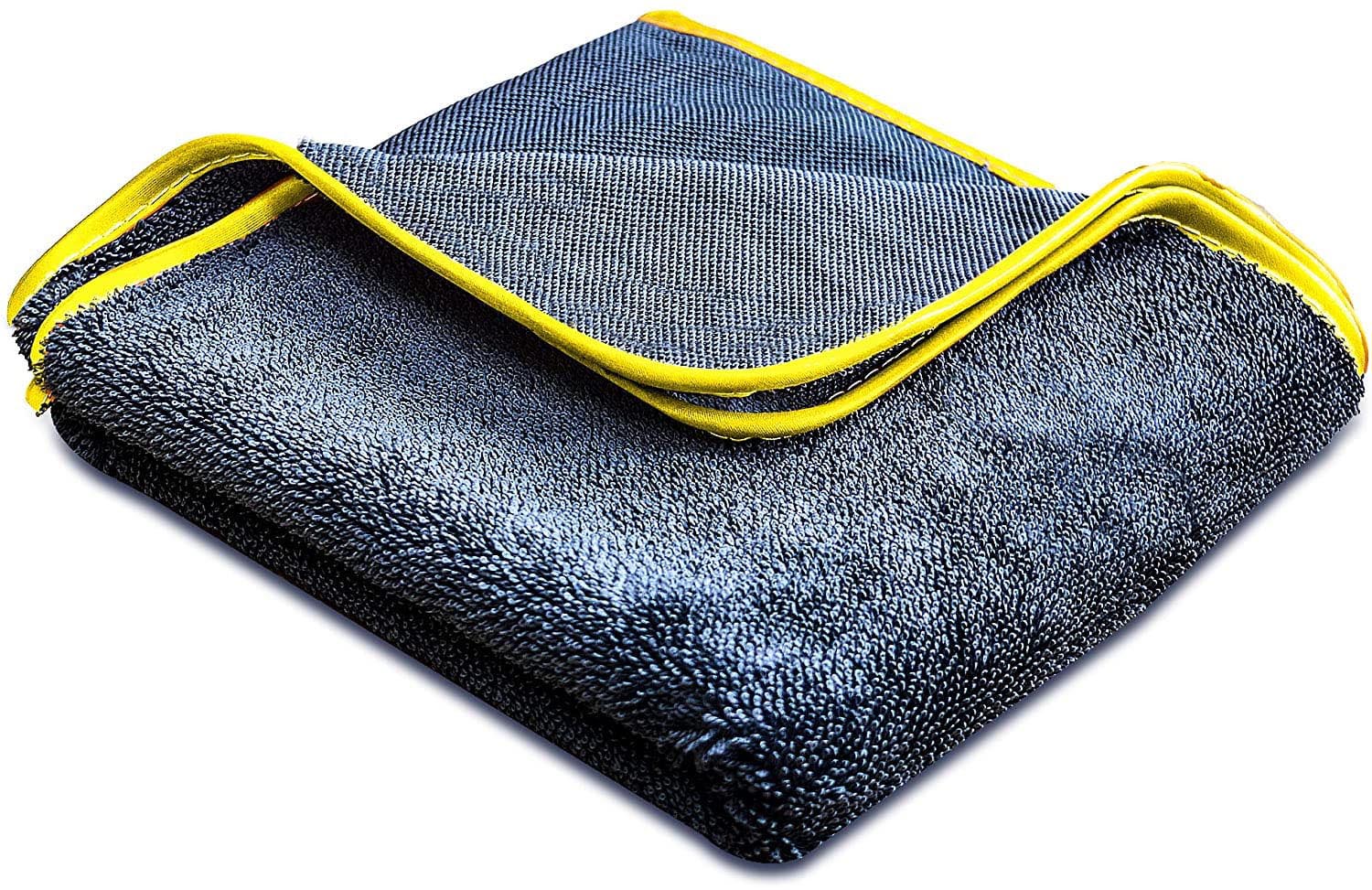 Towelogy Car Detailing Towels Grey / Yellow / Box of 50 Microfibre Car Cloths 600GSM Twisted Fibre Auto Detailing Towels