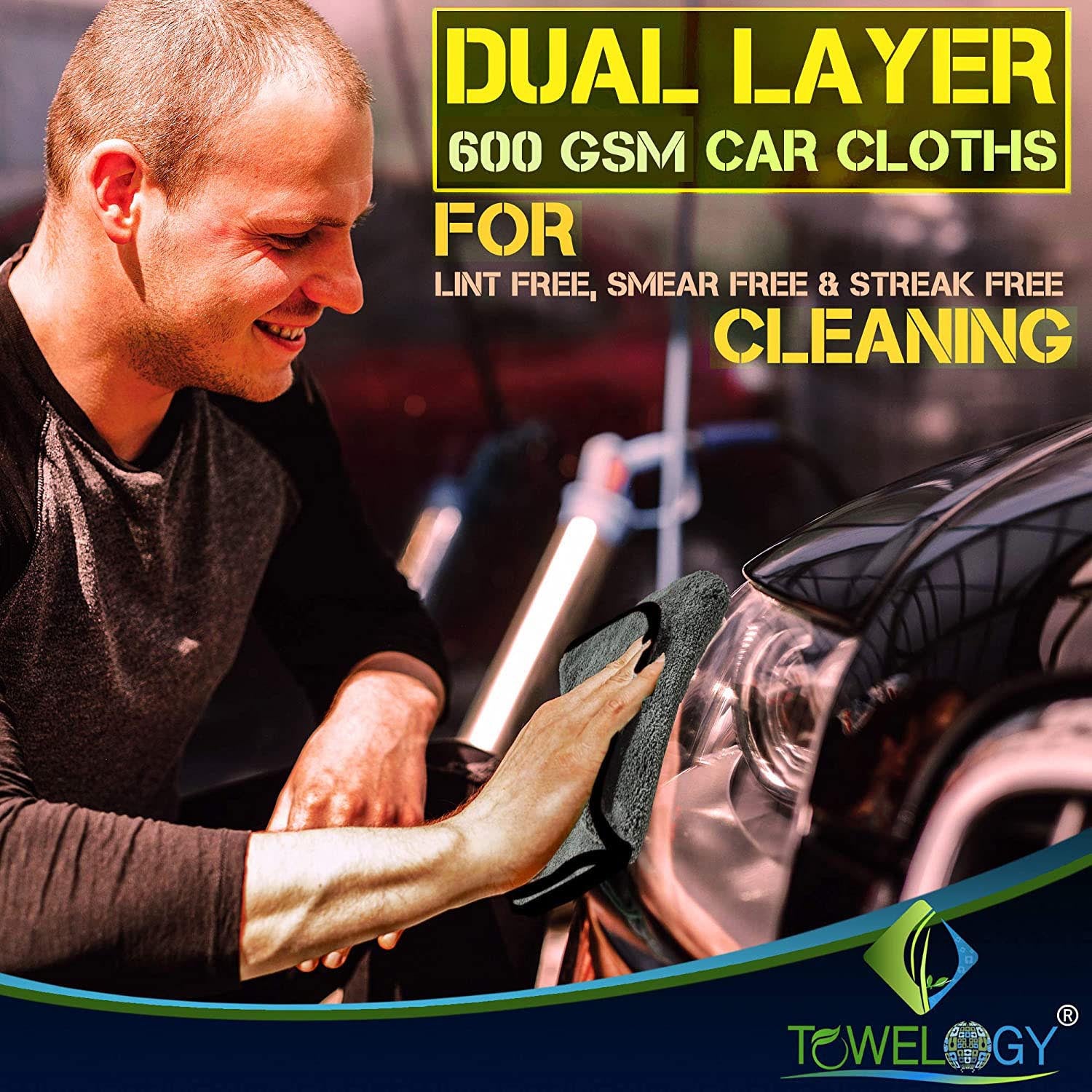 Towelogy Car Detailing Towels Microfibre Car Cloths 600GSM Twisted Fibre Auto Detailing Towels