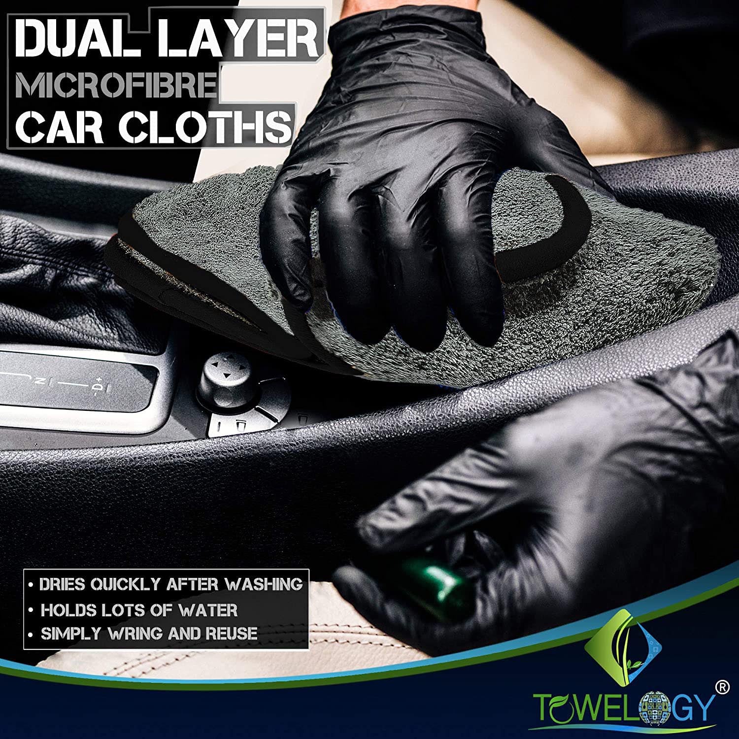 Towelogy Car Detailing Towels Microfibre Car Cloths 600GSM Twisted Fibre Auto Detailing Towels