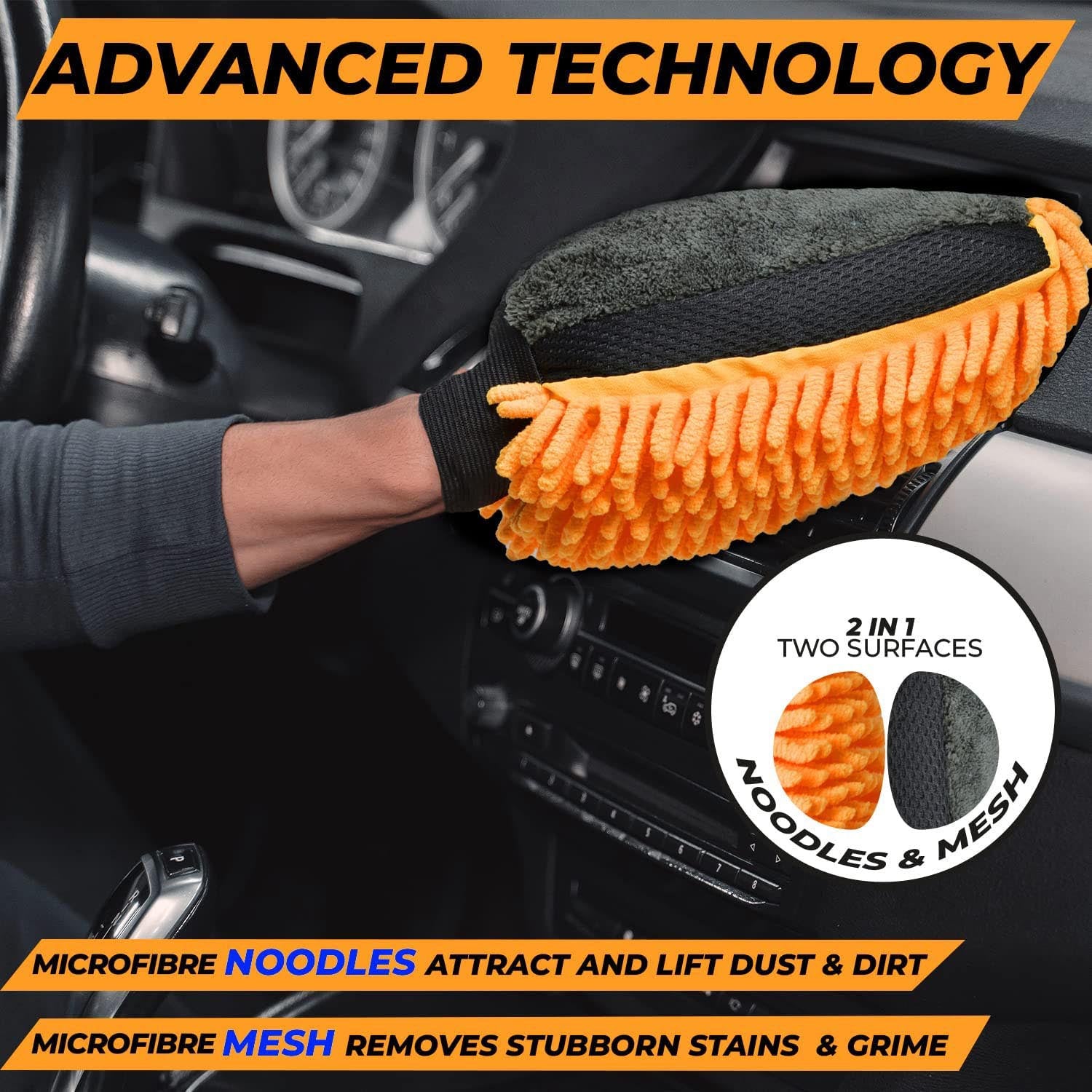 Towelogy Wash Mitt Nofel Car Washing Mitt Microfibre Noodle Dusting Polish Glove