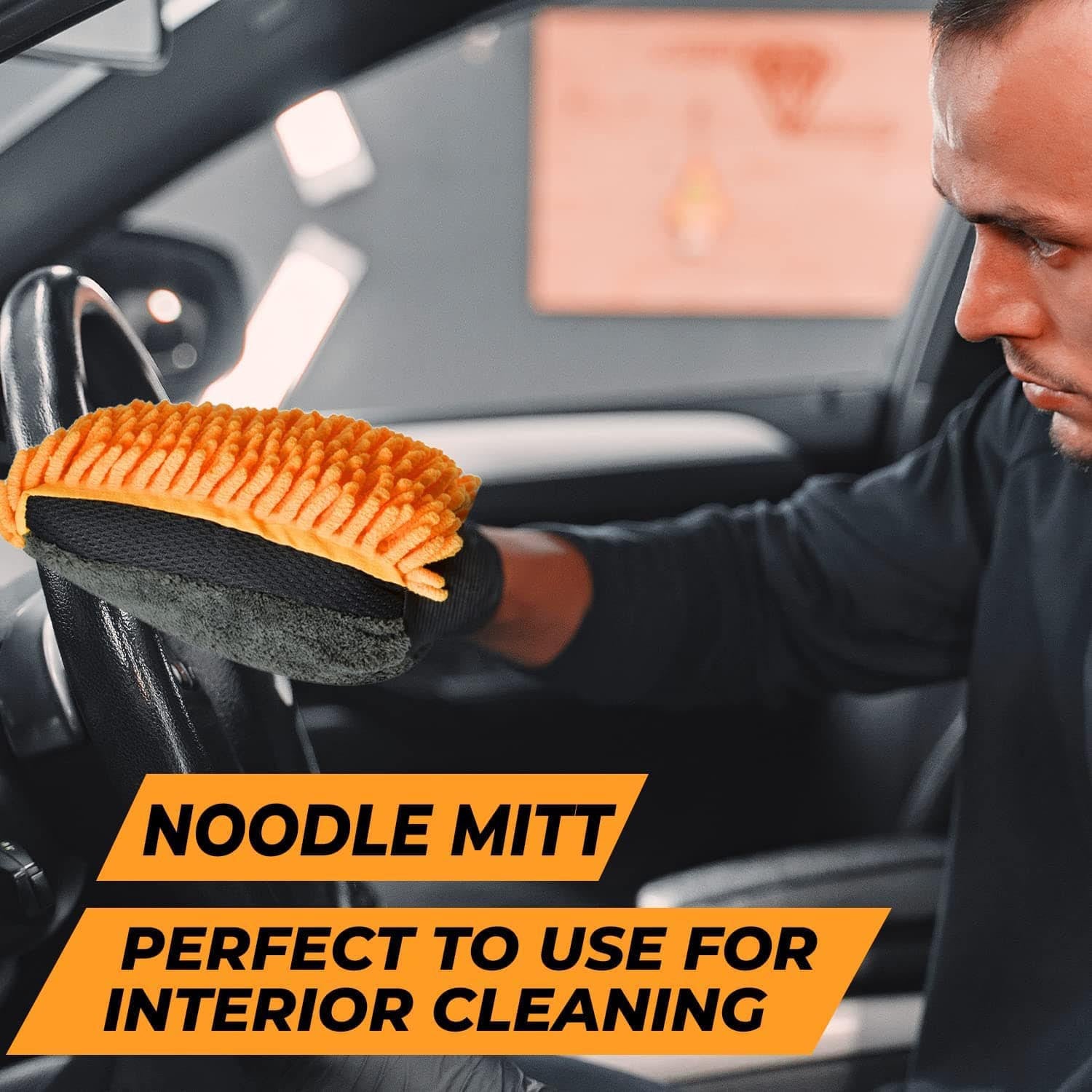 Towelogy Wash Mitt Nofel Car Washing Mitt Microfibre Noodle Dusting Polish Glove