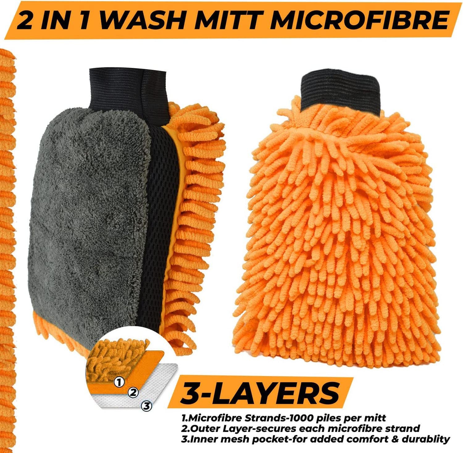 Towelogy Wash Mitt Nofel Car Washing Mitt Microfibre Noodle Dusting Polish Glove