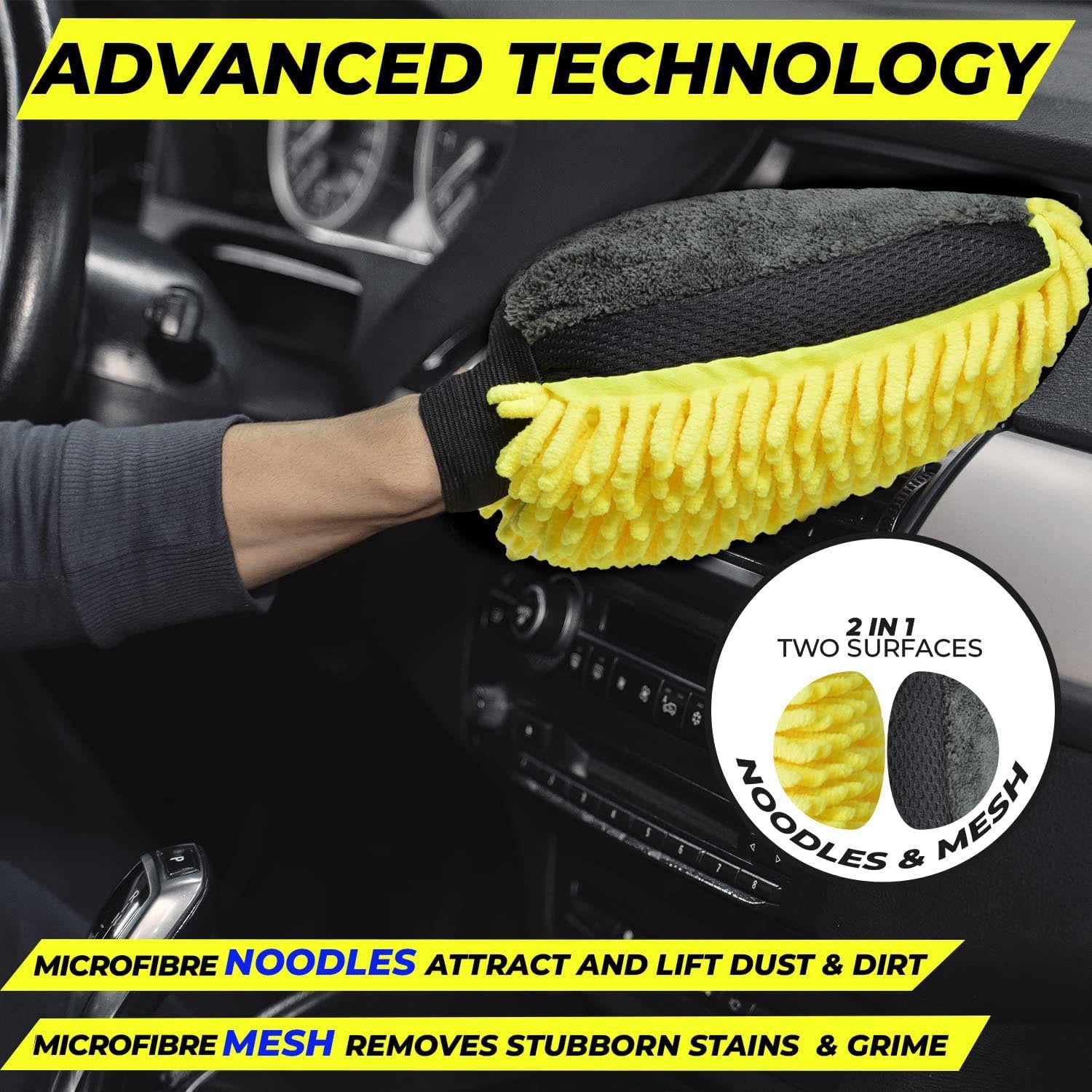 Towelogy Wash Mitt Nofel Car Washing Mitt Microfibre Noodle Dusting Polish Glove