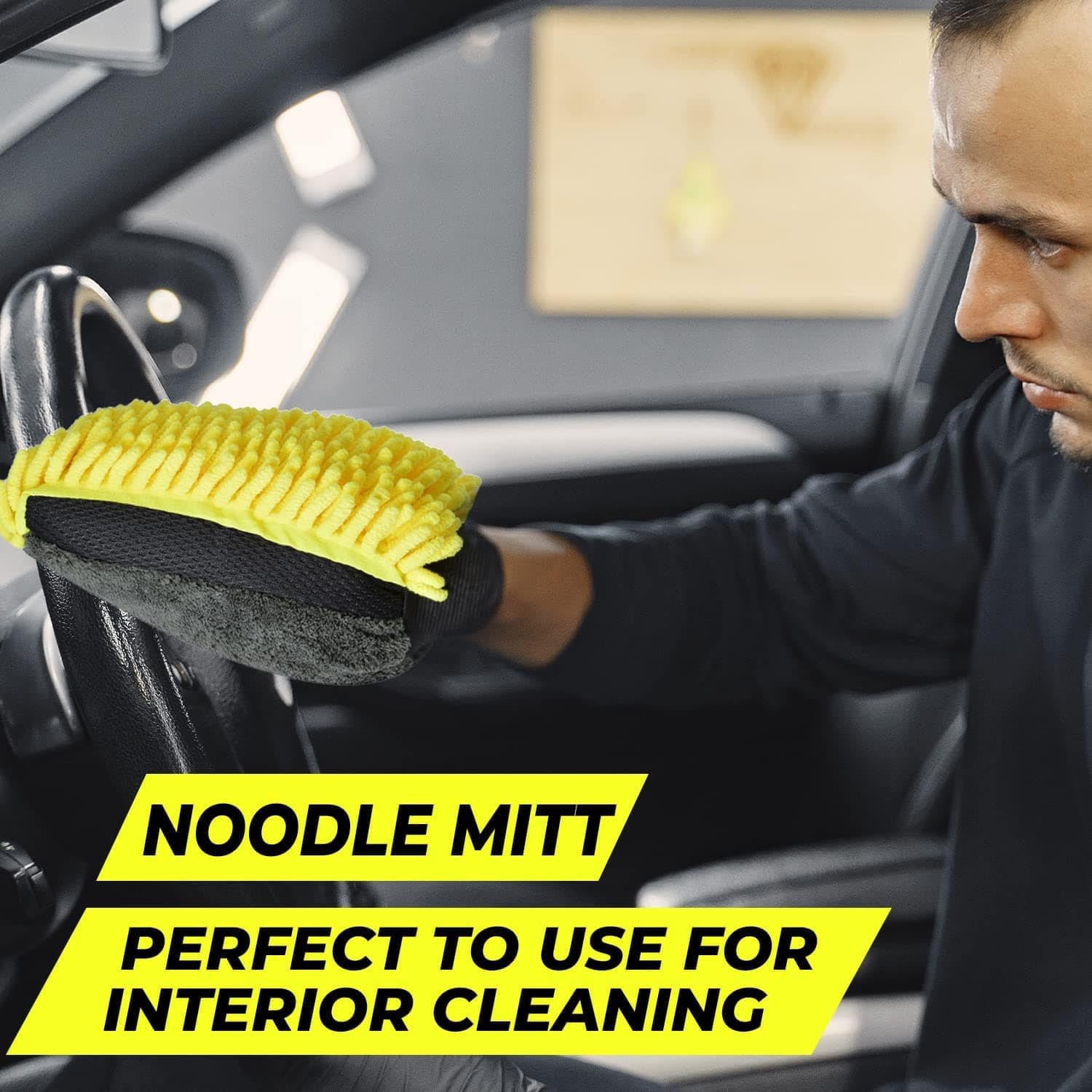 Towelogy Wash Mitt Nofel Car Washing Mitt Microfibre Noodle Dusting Polish Glove