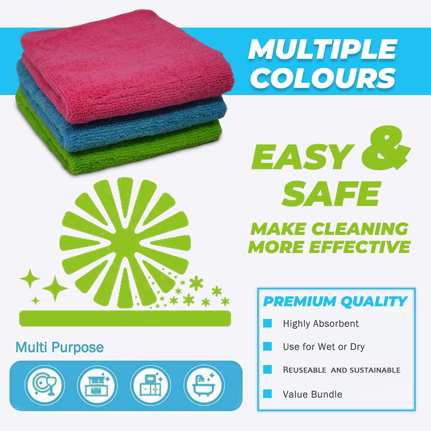 Towelogy Microfibre Towels MicroClean General Purpose Microfibre Duster Cleaning Cloths