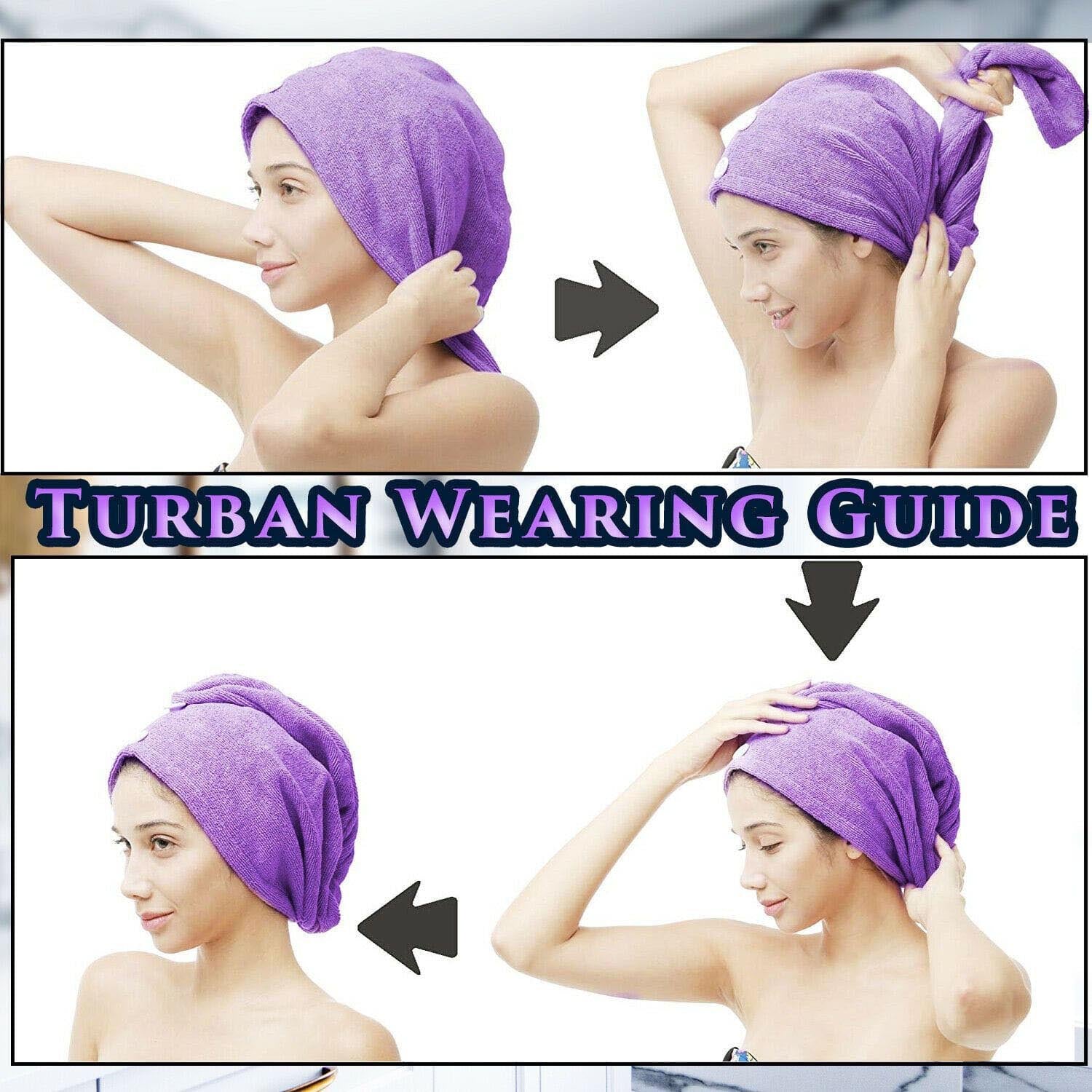 Towelogy Hair Drying Towel Hair Turban Towels Quick Dry Microfibre Twist Wrap Turbie Towel