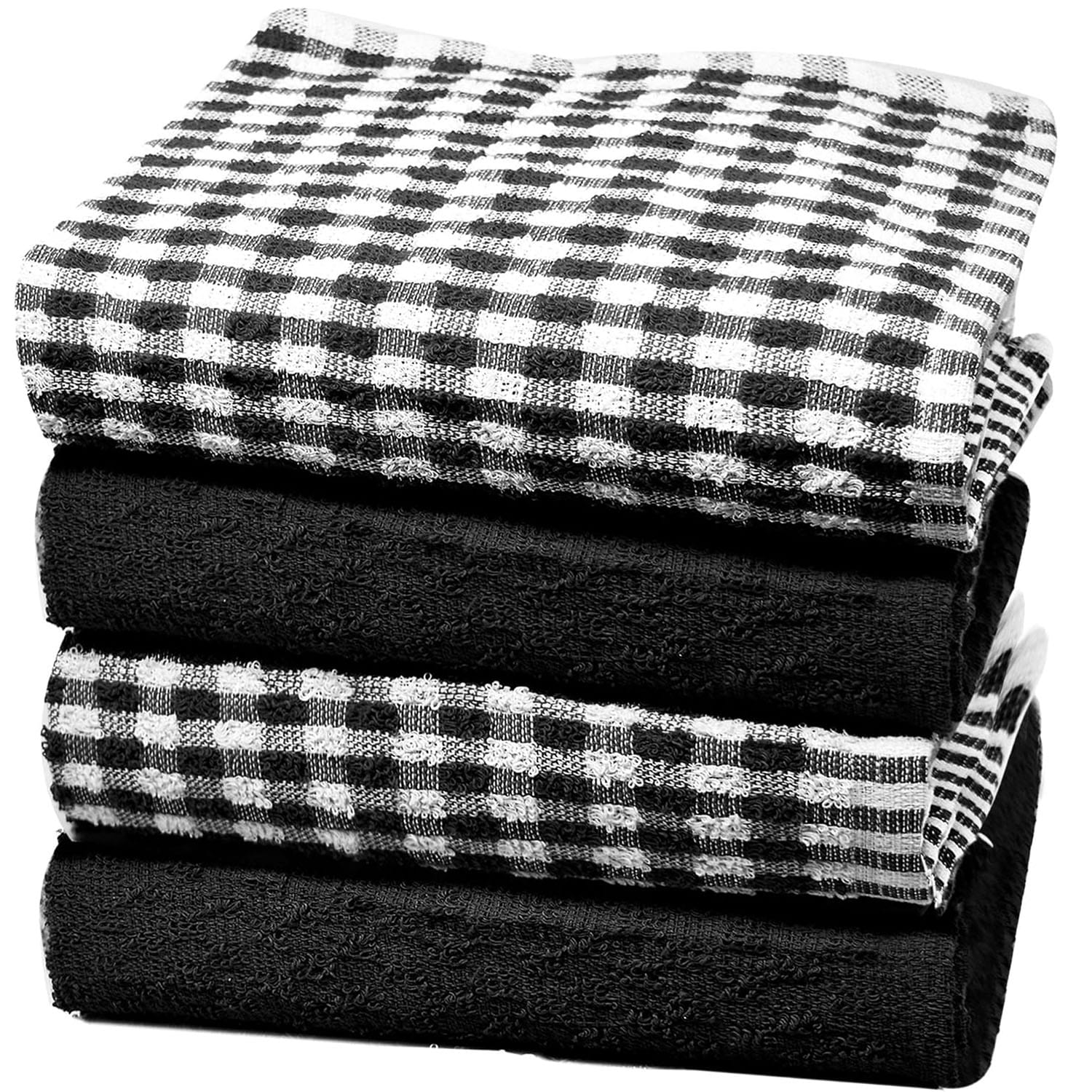 Towelogy Kitchen Dishcloths Nora Cotton-Rich Monocheck Kitchen Tea Towels – Durable and Absorbent