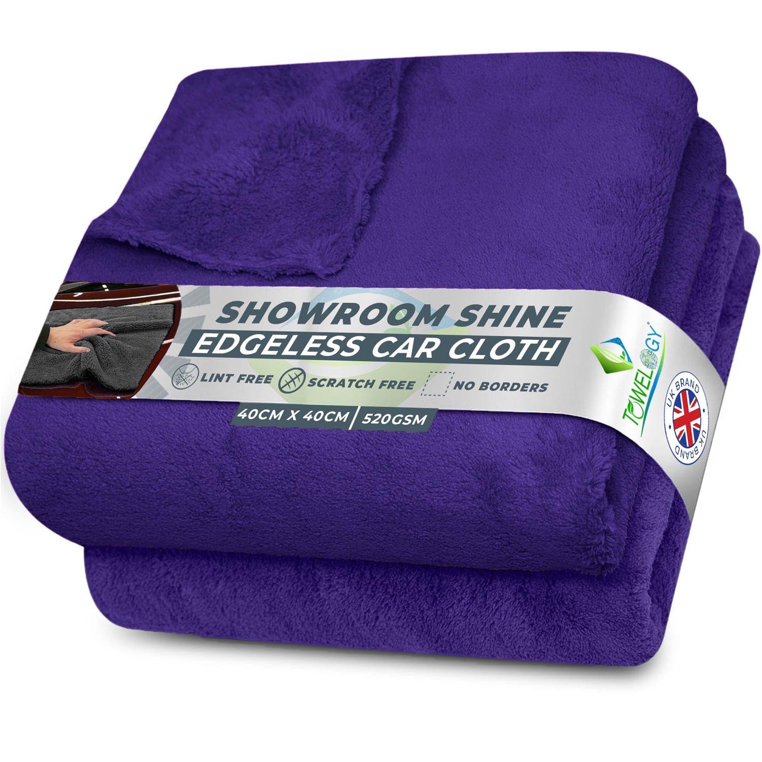 Towelogy Car Drying Towels Purple / Box of 48 Peirce Microfibre Edgeless Car Cleaning Drying Cloths 550gsm