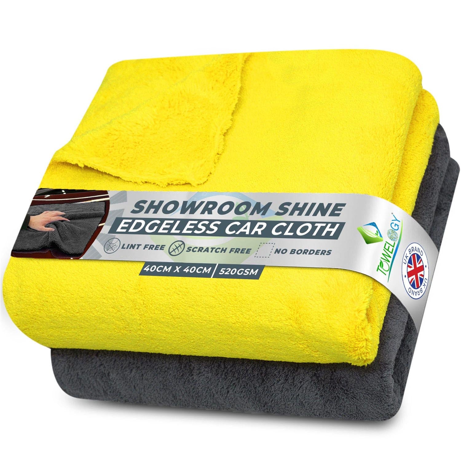 Towelogy Car Drying Towels Yellow / Box of 48 Peirce Microfibre Edgeless Car Cleaning Drying Cloths 550gsm