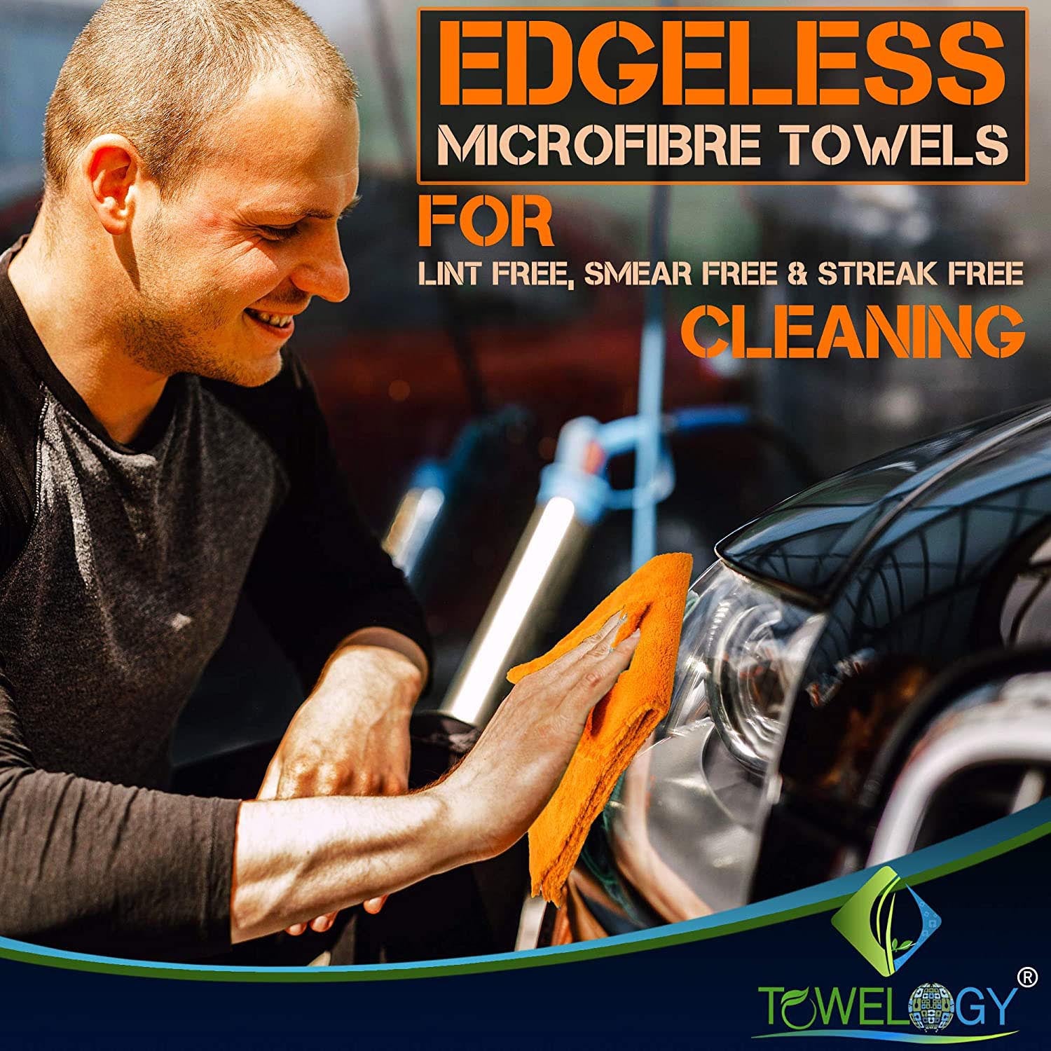 Towelogy Car Drying Towels Peirce Microfibre Edgeless Car Cleaning Drying Cloths 550gsm