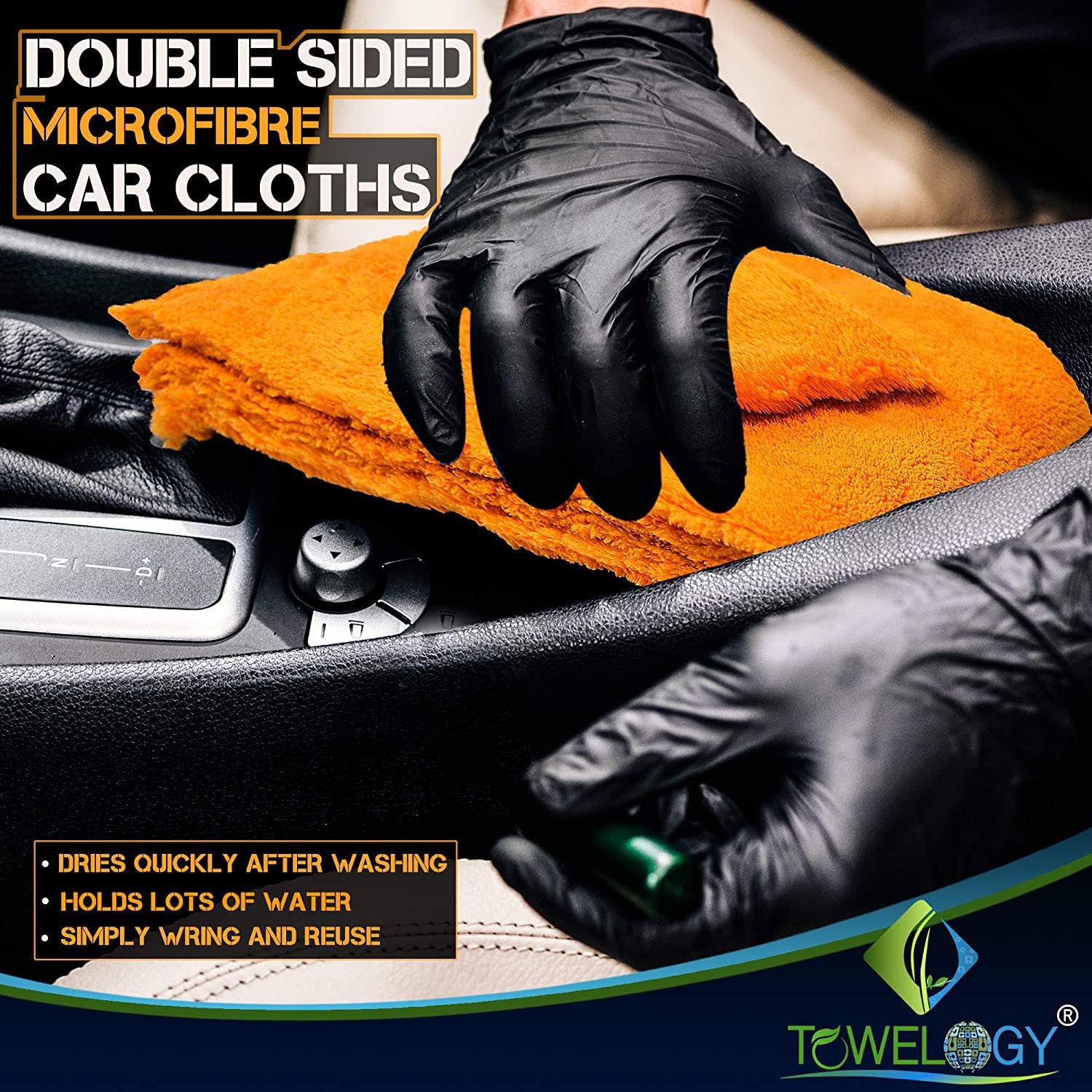 Towelogy Car Drying Towels Peirce Microfibre Edgeless Car Cleaning Drying Cloths 550gsm