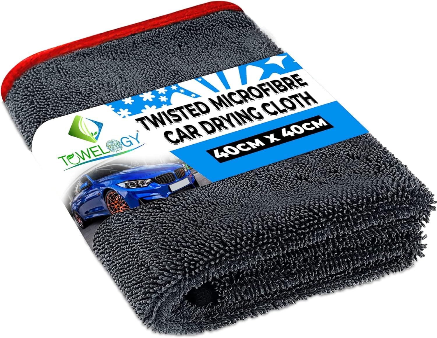 Towelogy Car Detailing Towels Window Cloth 600gsm / Red / Pack of 1 Porsche Microfibre Car Cloths Twisted Fibre Auto Detailing Towels