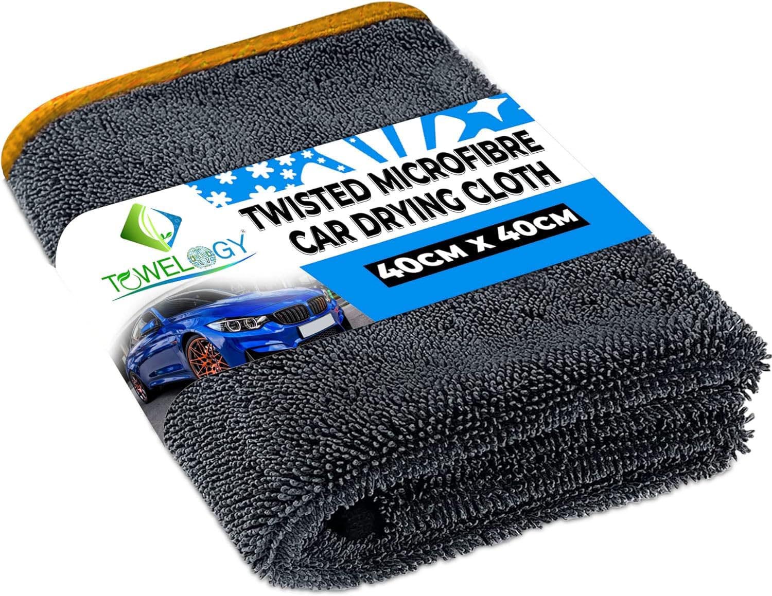 Towelogy Car Detailing Towels Window Cloth 600gsm / Orange / Pack of 1 Porsche Microfibre Car Cloths Twisted Fibre Auto Detailing Towels