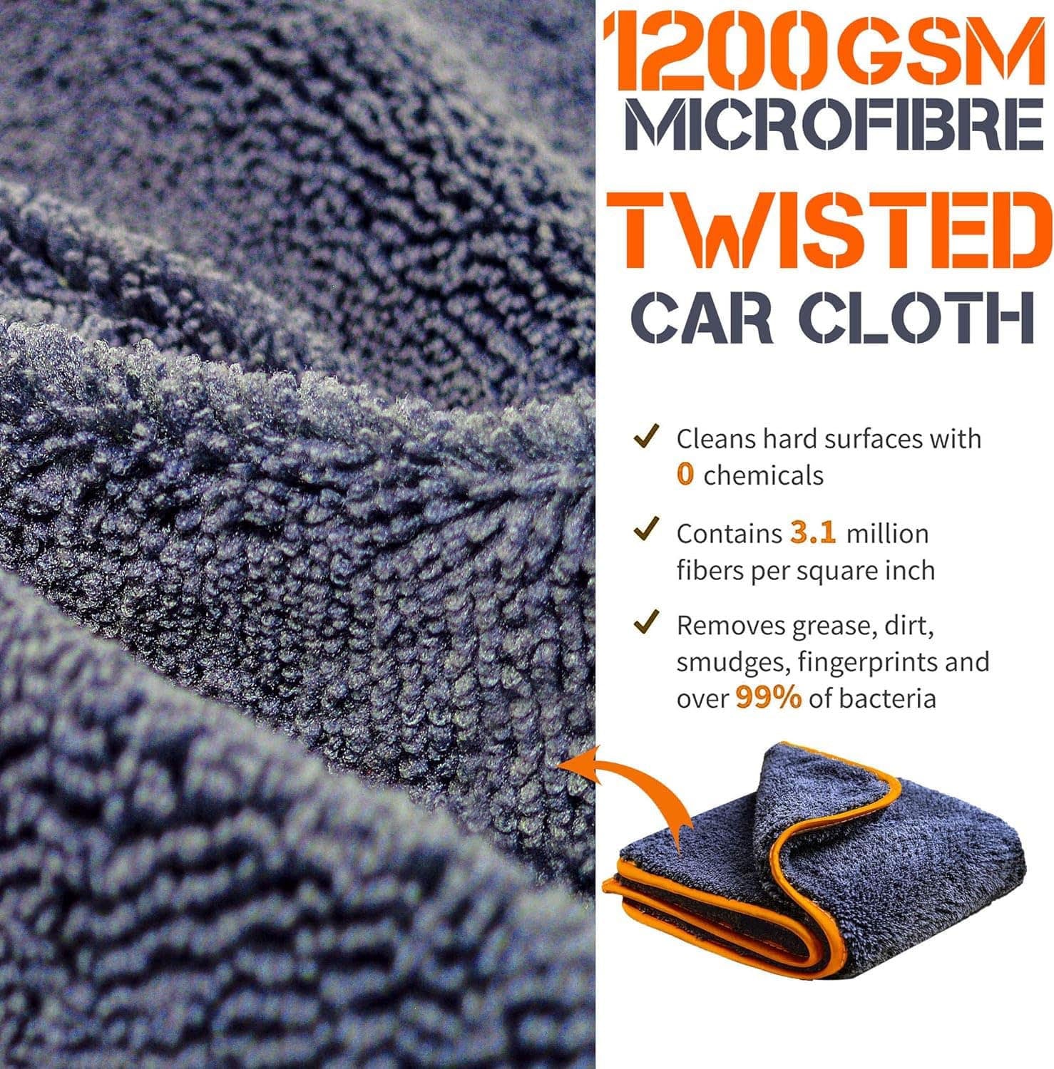 Towelogy Car Drying Towels Porsche XL Microfibre Car Cloths Twisted Loop Towels 1200gsm