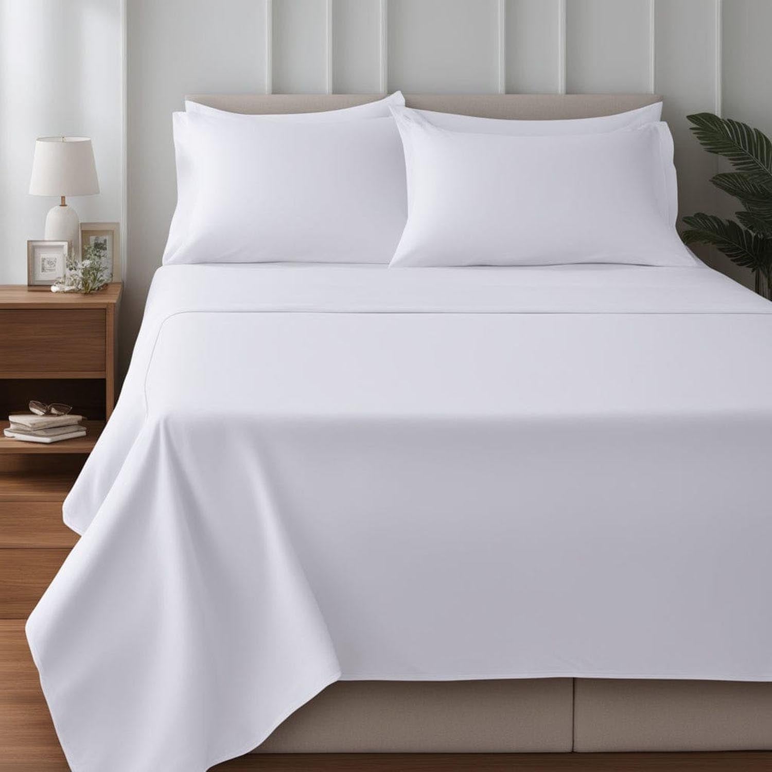 Towelogy Bed Sheet Roskilde Classic Cotton Percale Flat Sheet – 200 Thread Count