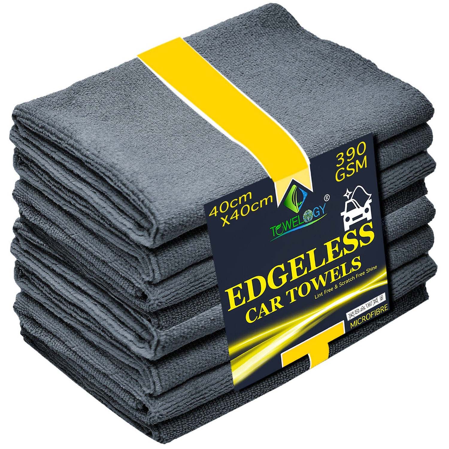 Towelogy Car Dusting Towels Grey / Pack of 4 Viper Microfibre Edgeless Car Cleaning & Dusting Cloths 390gsm