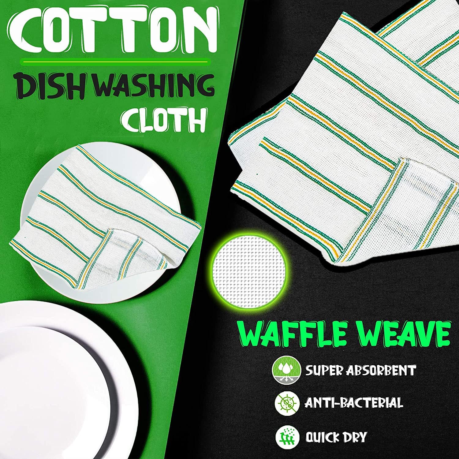 Towelogy Kitchen Dishcloths Jordan Waffle Cotton Dish Cloths - Commercial Grade Kitchen Towels