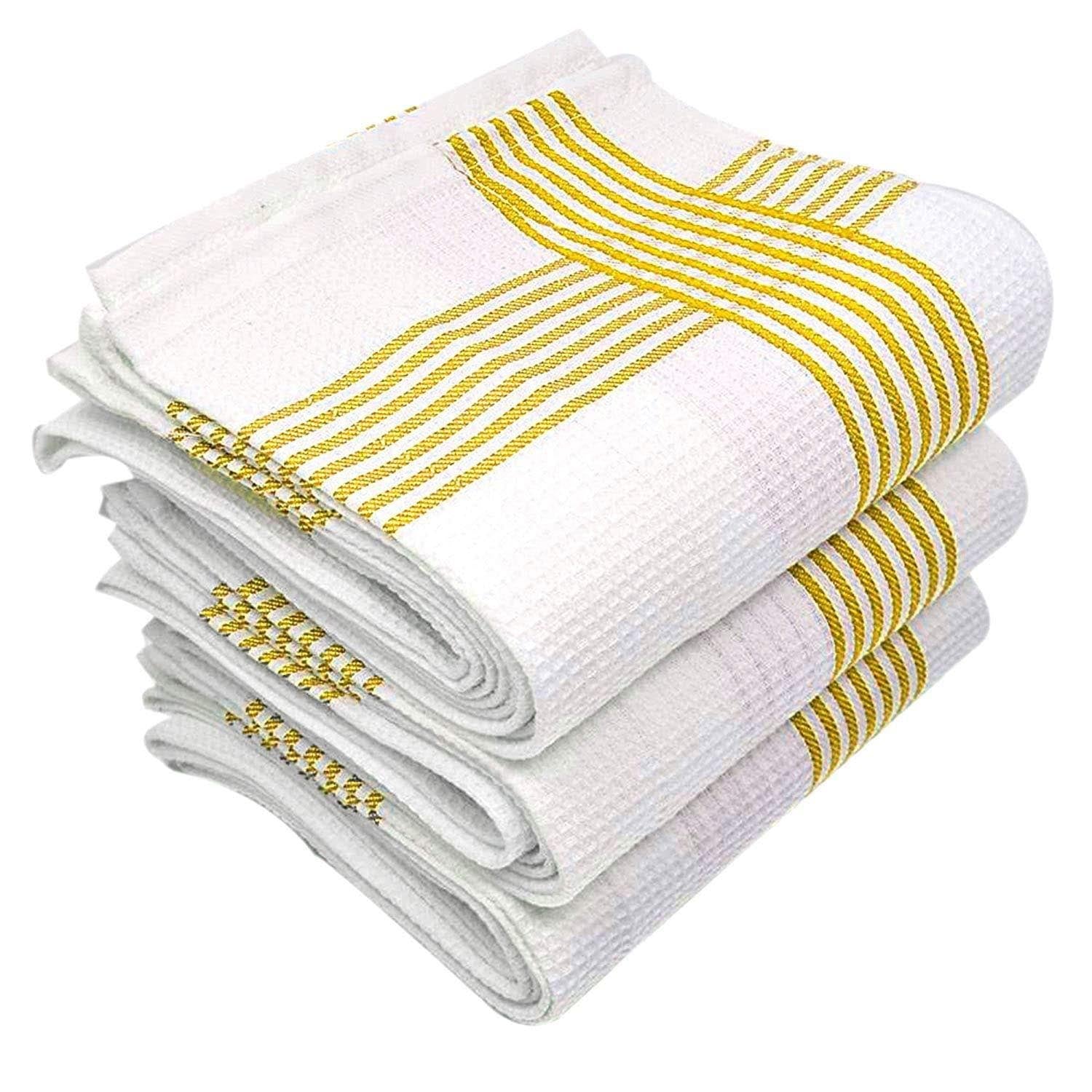 Towelogy Waffle Towels Yellow / Pack of 6 Everest Waffle Weave Cotton Kitchen Towels – Premium Absorbent Dish Cloths