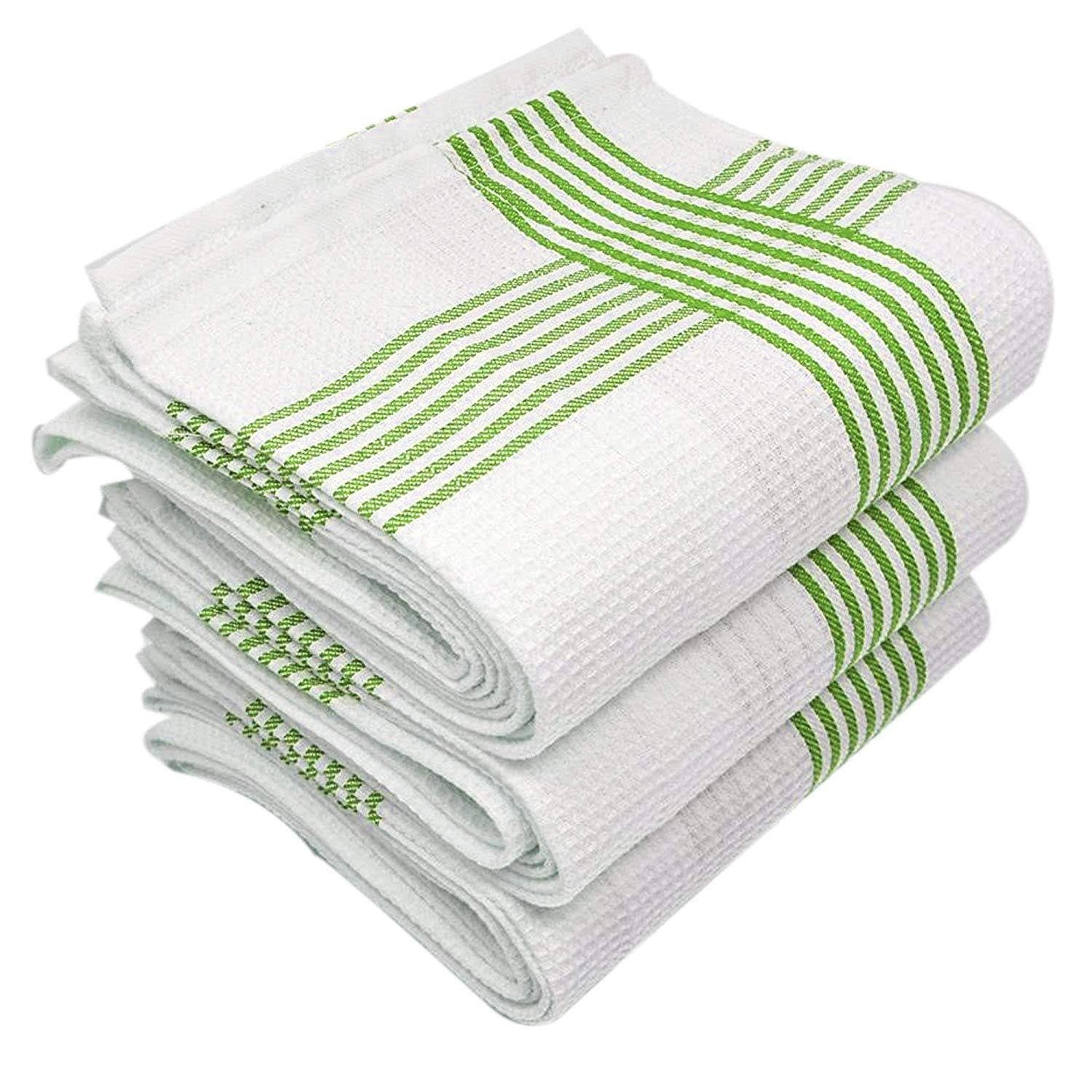 Towelogy Waffle Towels Green / Pack of 6 Everest Waffle Weave Cotton Kitchen Towels – Premium Absorbent Dish Cloths