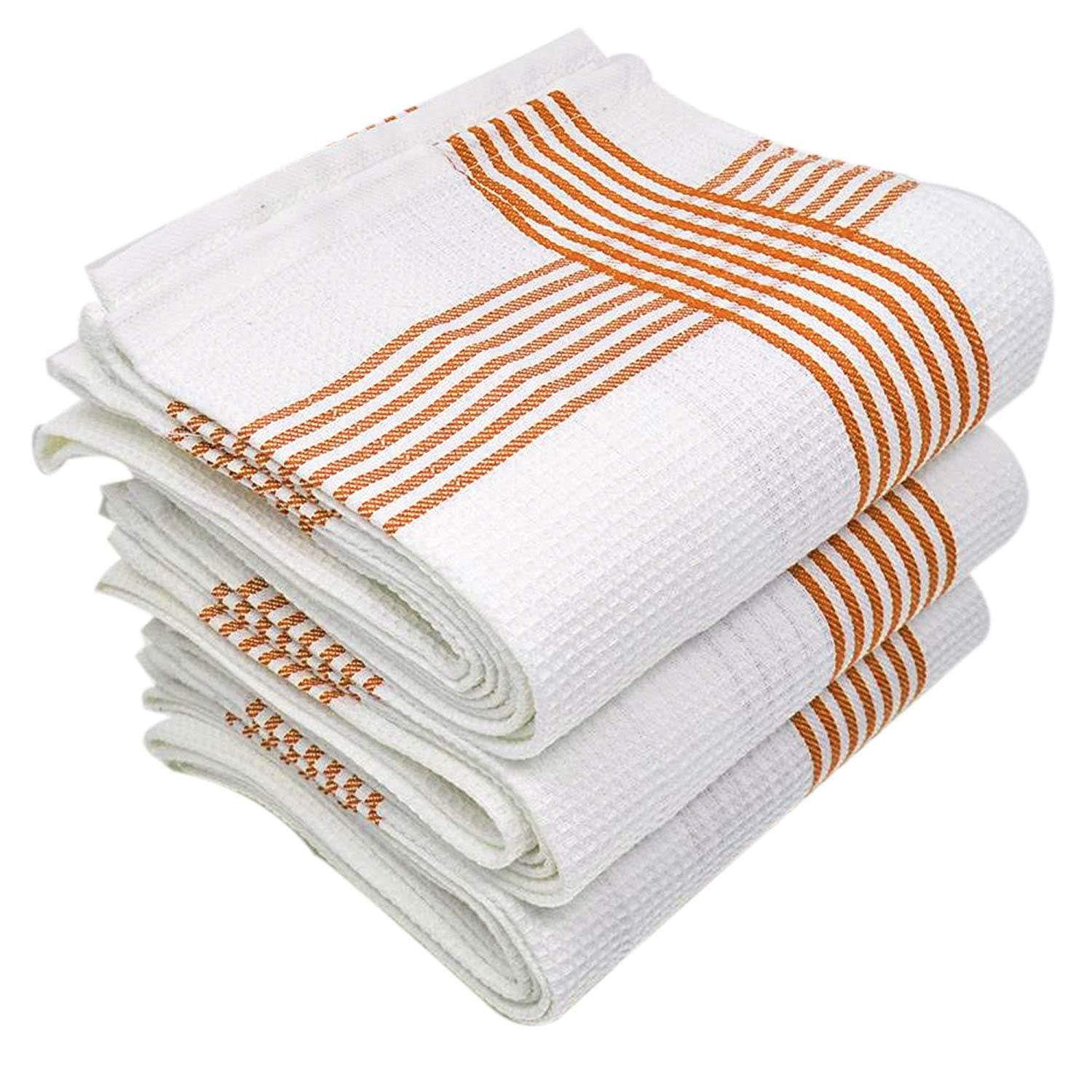 Towelogy Waffle Towels Orange / Pack of 6 Everest Waffle Weave Cotton Kitchen Towels – Premium Absorbent Dish Cloths