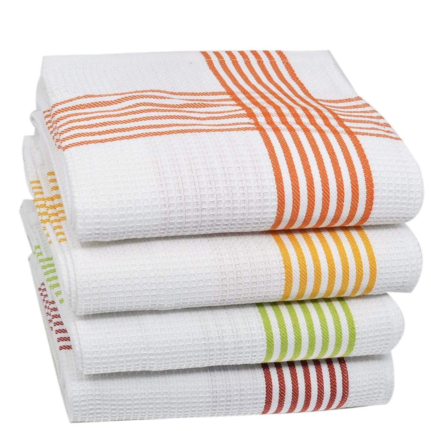 Towelogy Waffle Towels Assorted / Pack of 6 Everest Waffle Weave Cotton Kitchen Towels – Premium Absorbent Dish Cloths