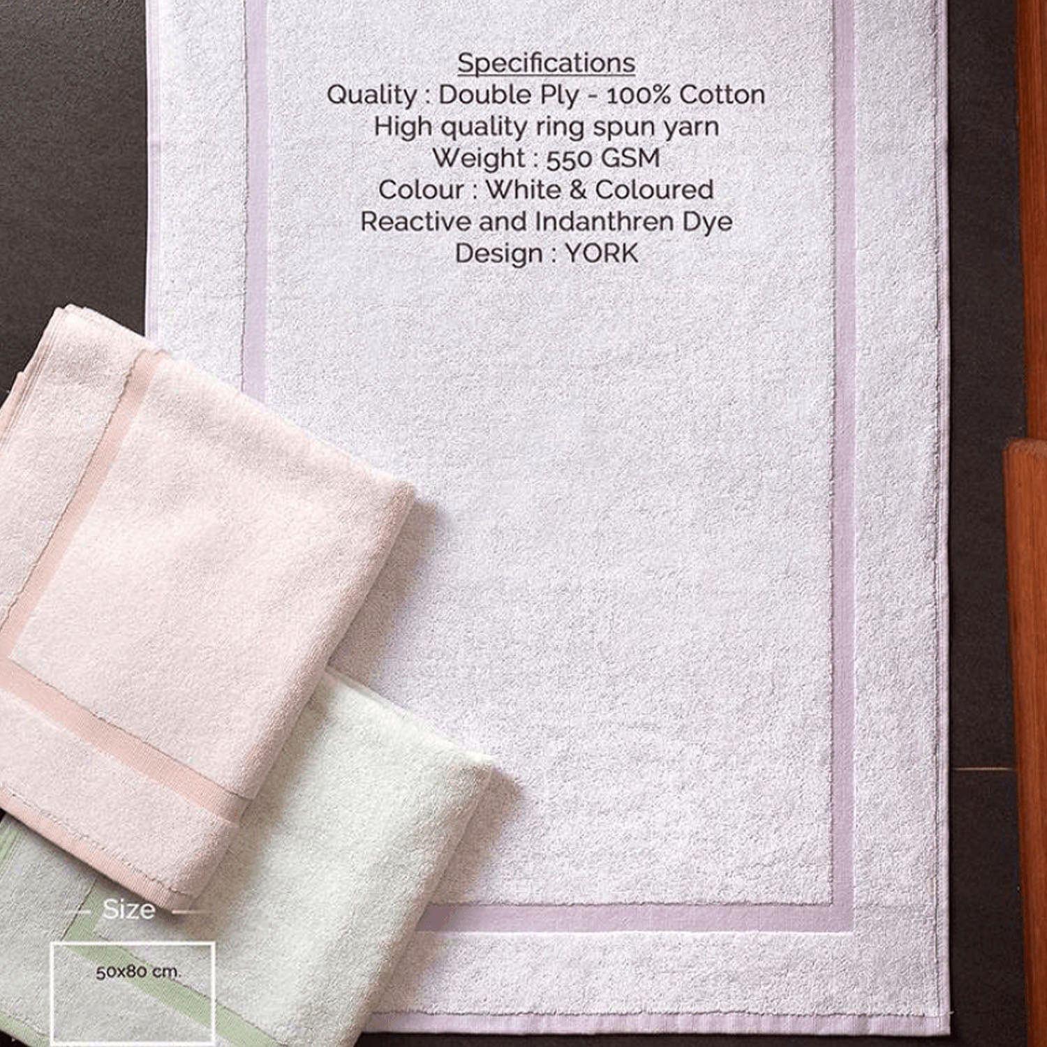 Towelogy Bath Mats York Bath Mats – Cotton Jacquard, Double Ply Ring-Spun for Luxury Hotels