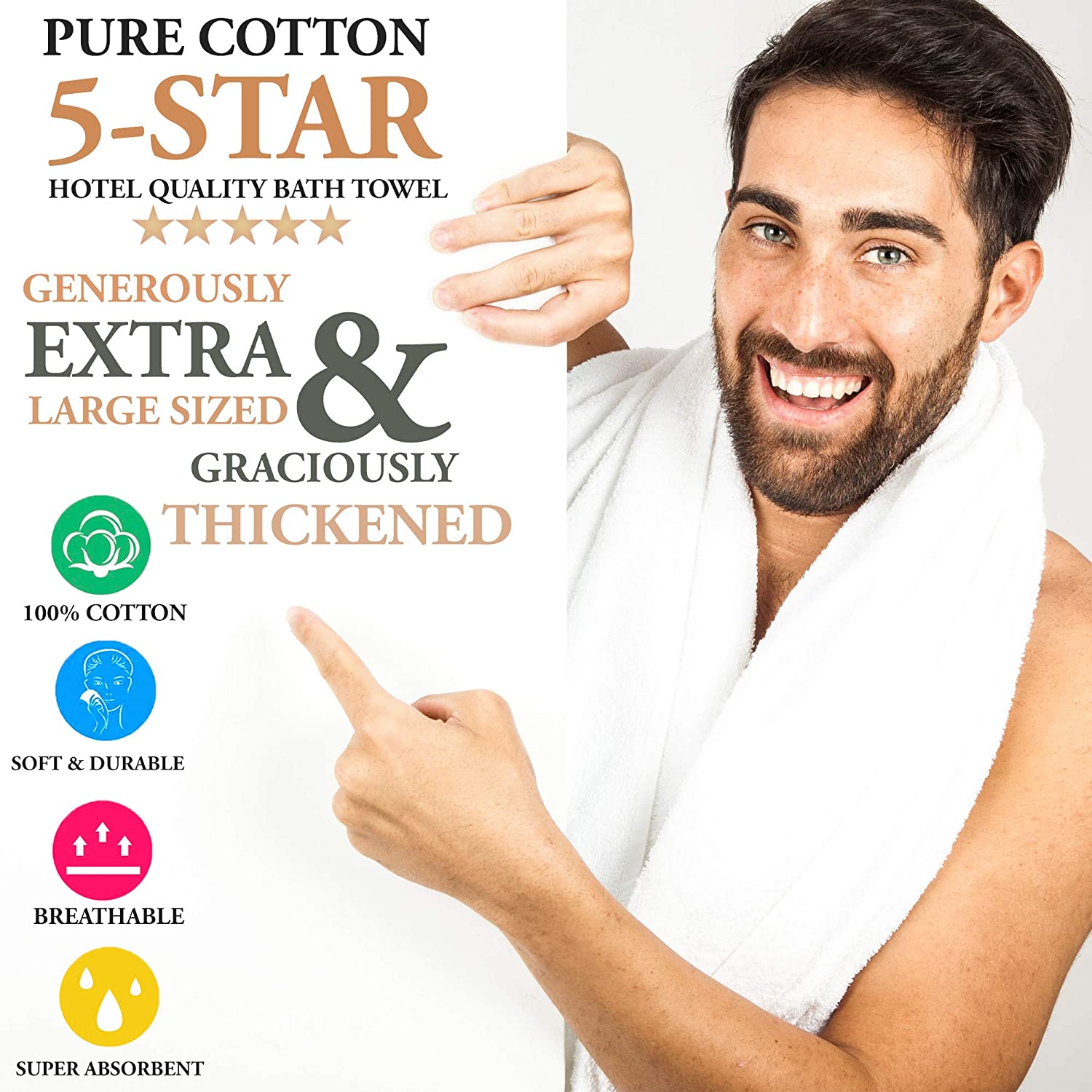 Bathroom Bale Set Terry Cotton White Extra Large Hand Bath Sheets - Towelogy