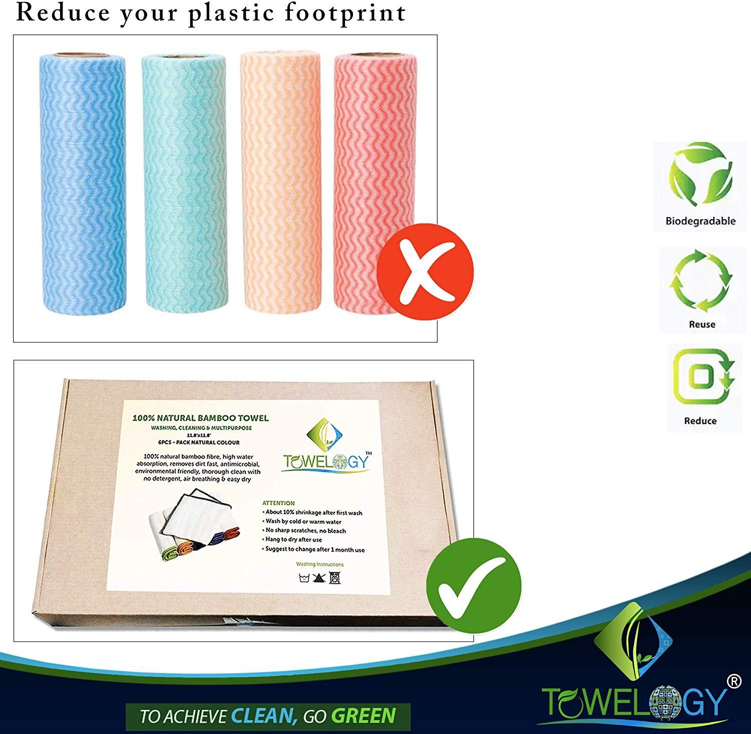 100% Organic Bamboo Dish Cloths Waffle Dish Cleaning Eco Cloths - Towelogy