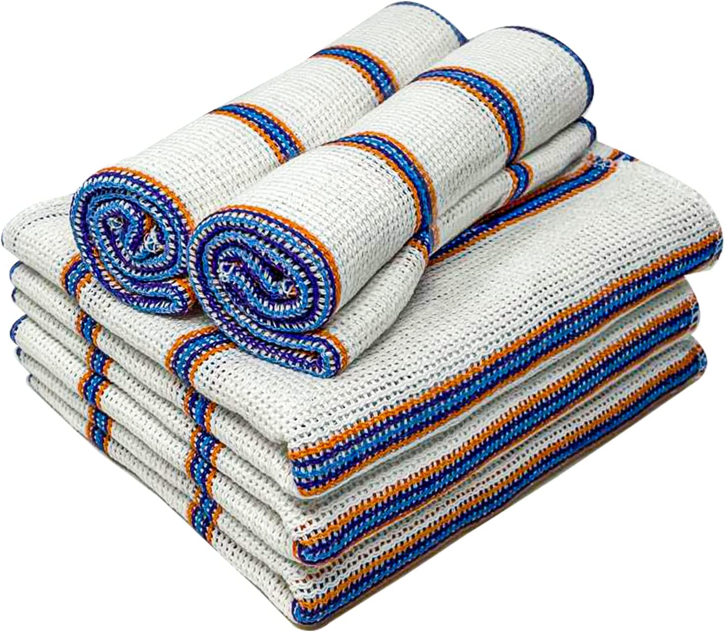 Towelogy Kitchen Dishcloths Orange Stripe / Sample x5 Jordan Waffle Cotton Dish Cloths - Commercial Grade Kitchen Towels